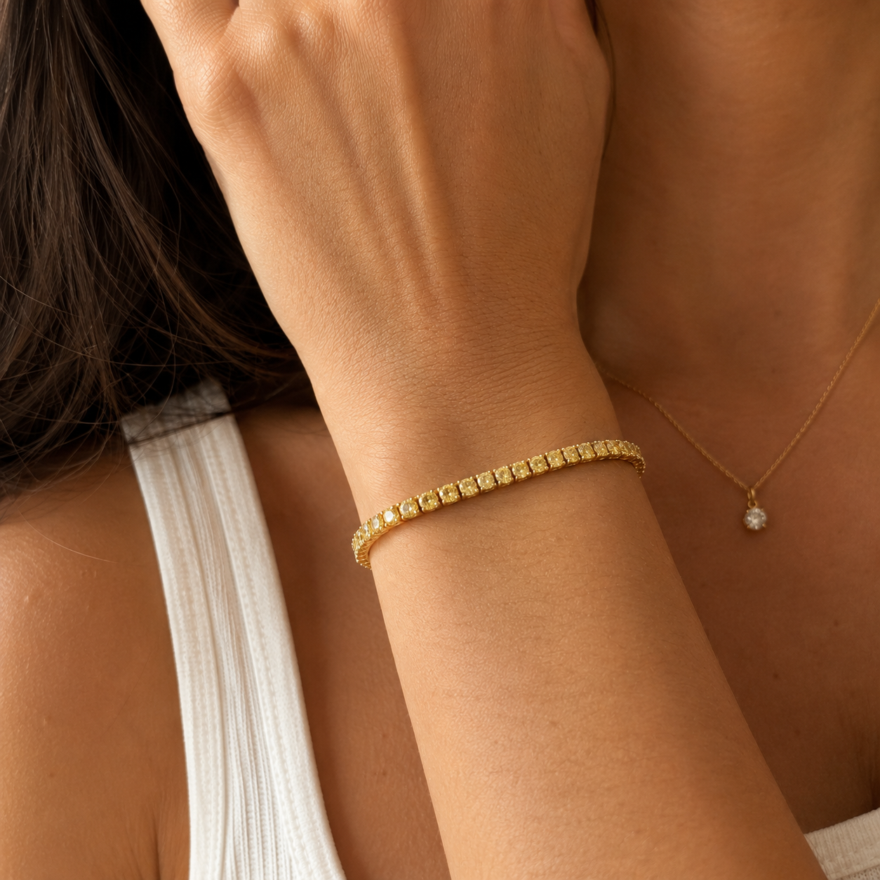 2.5 CTW Yellow Diamond Tennis Bracelet Yellow Diamond