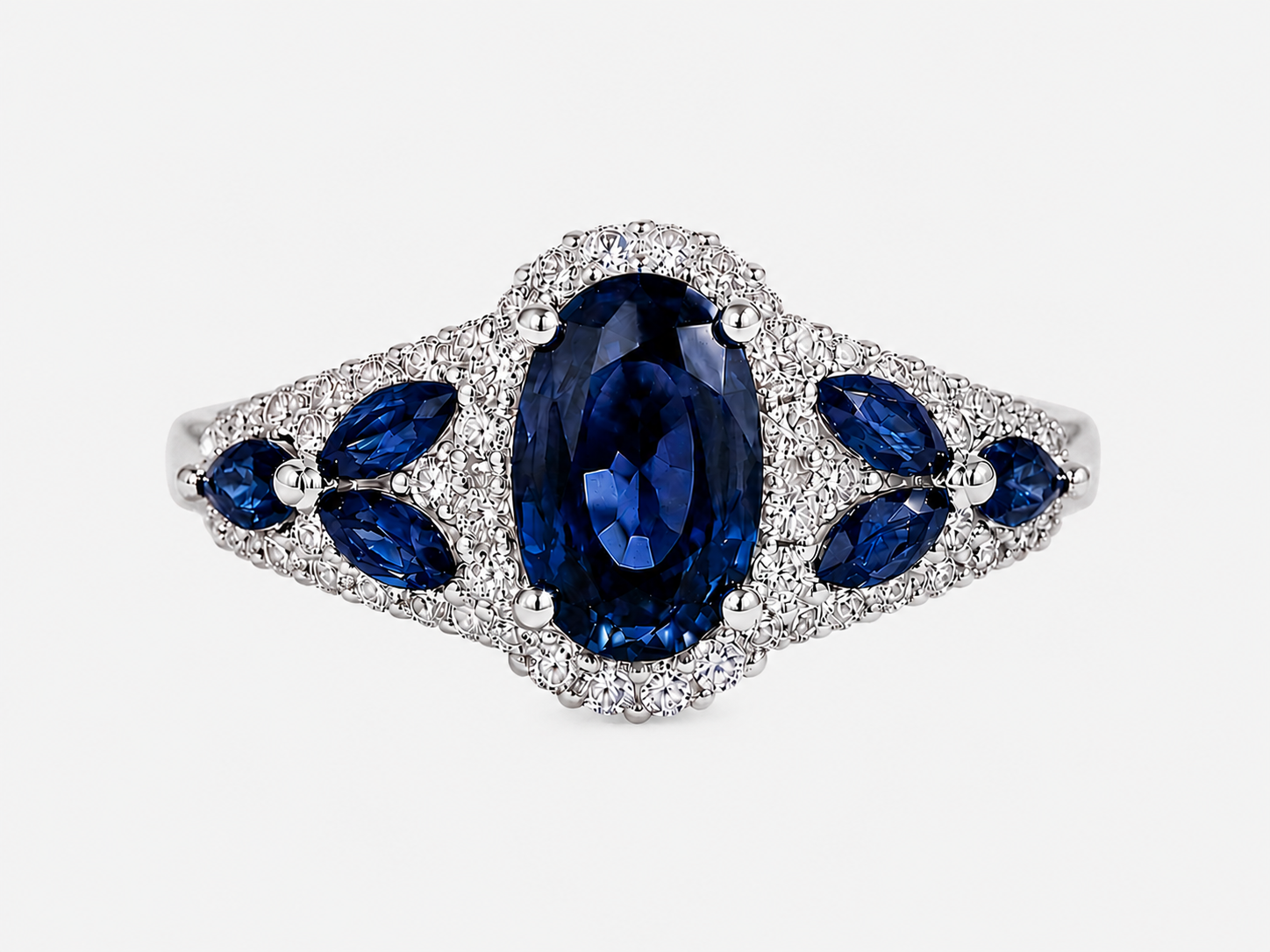 Leaves of Blue Sapphire Ring Blue Sapphire