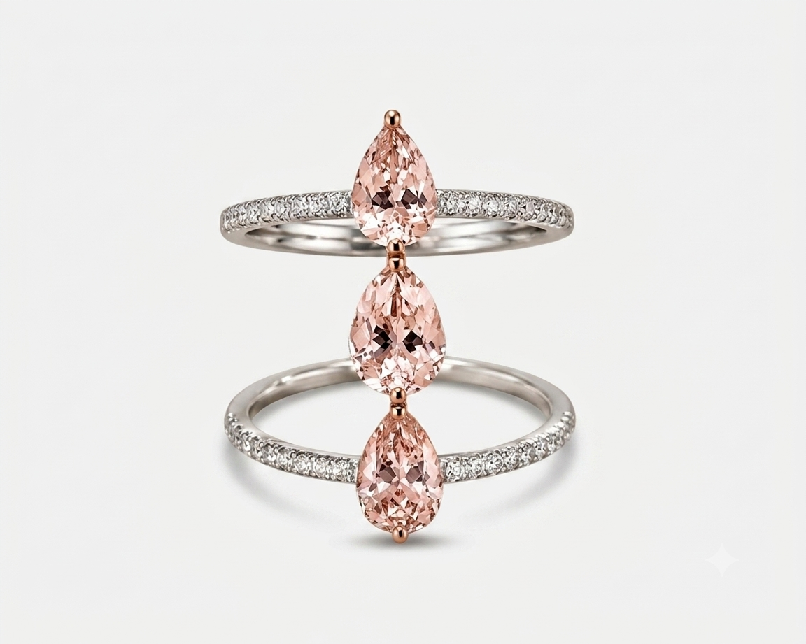 Tear Drop Morganite Fashion Ring Morganite