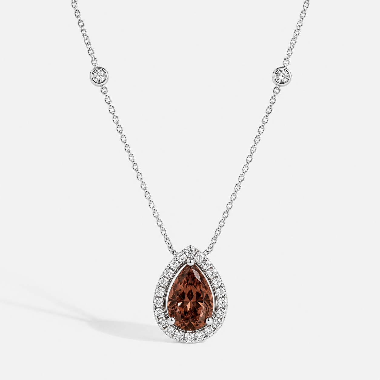 Diamond Droplet Pear Alexandrite Necklace Alexandrite