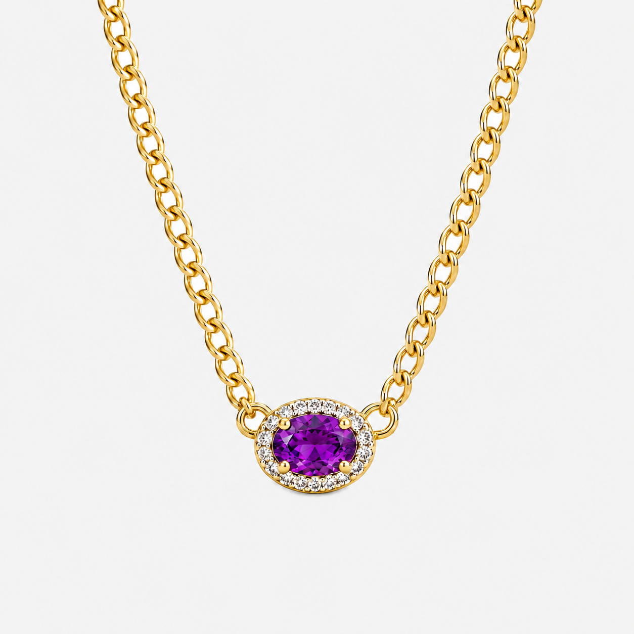 Amethyst Diamond Curb Chain