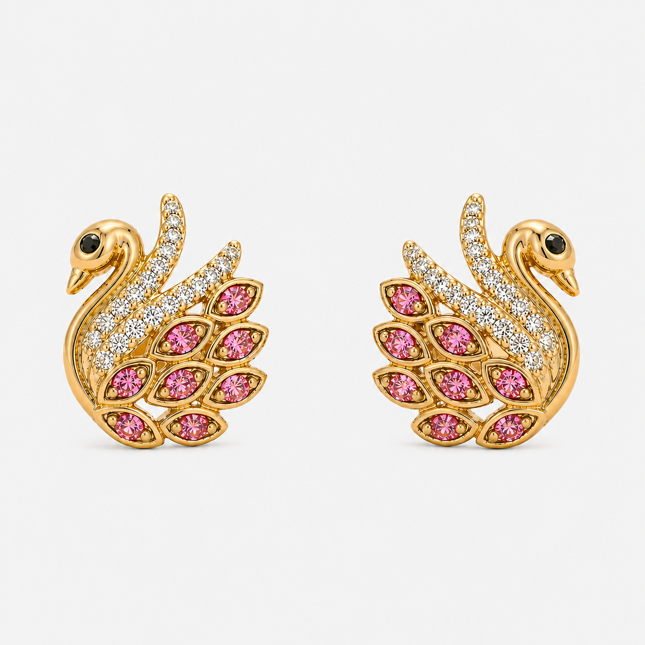 Pink Feathered Swan Studs Legacy Of The Wild