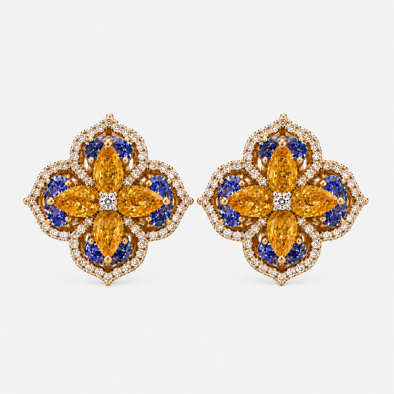 Golden Blossom Tanzanite Huggies Tanzanite