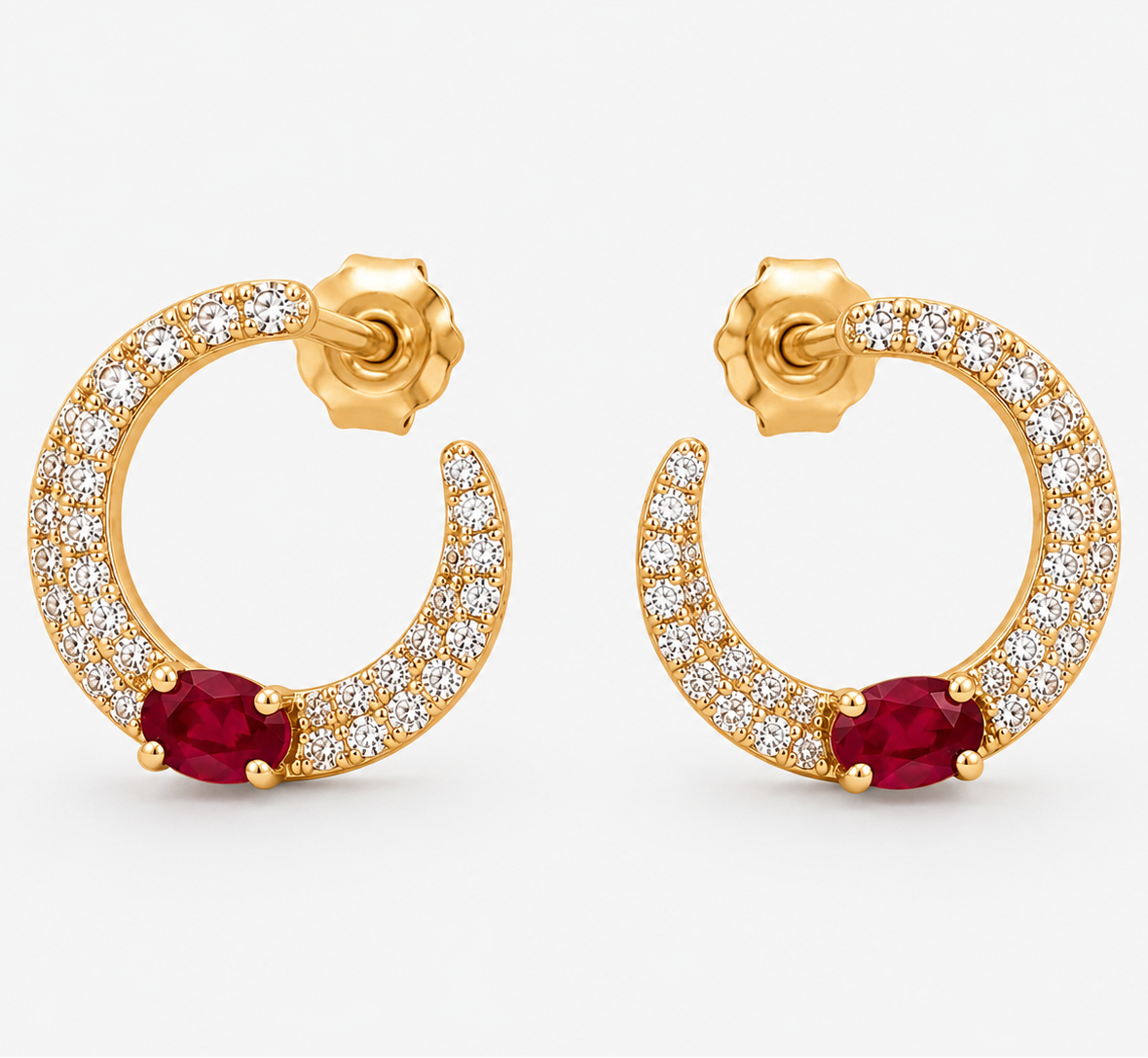Crimson Halo Studs Ruby