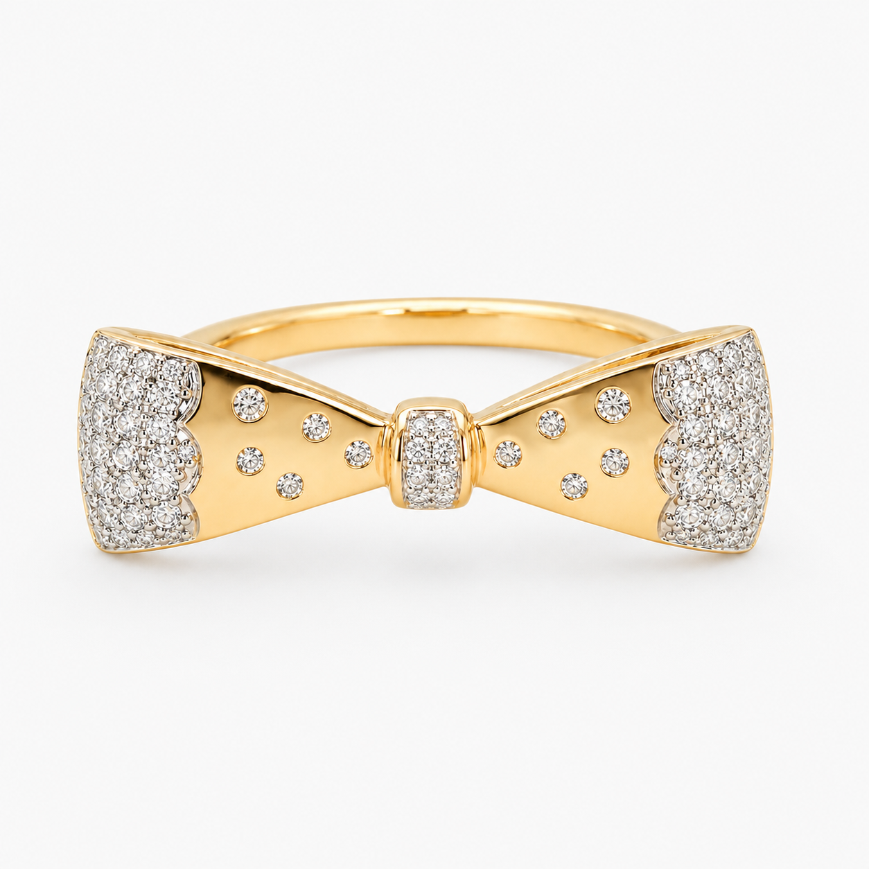 Diamond Bubble Bow Ring White Diamond