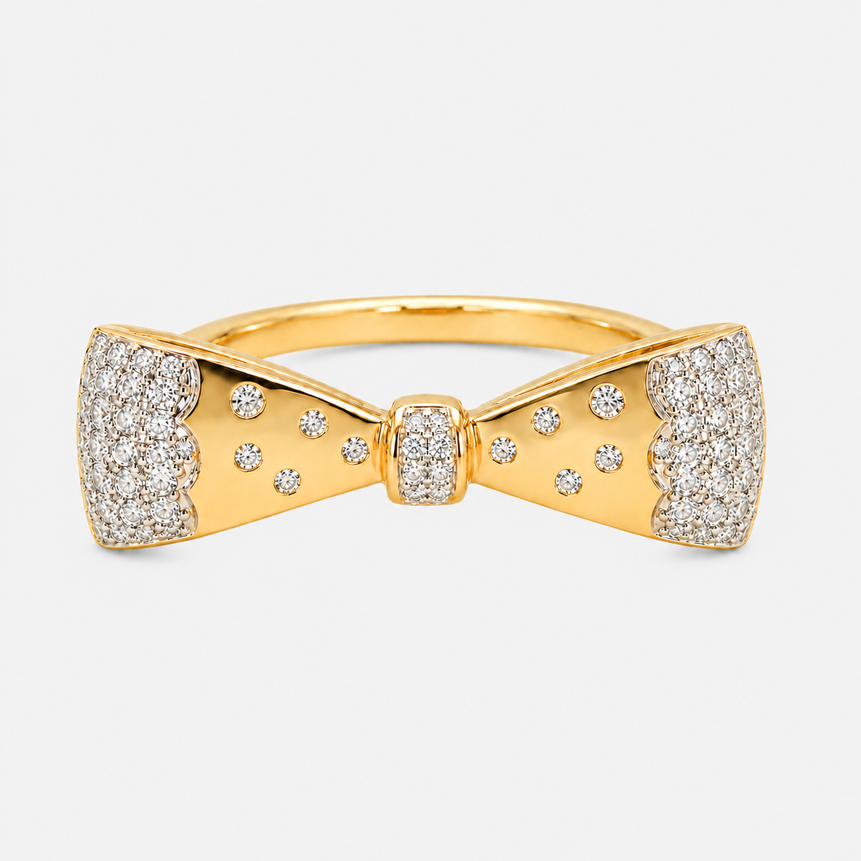 Diamond Bubble Bow Ring White Diamond