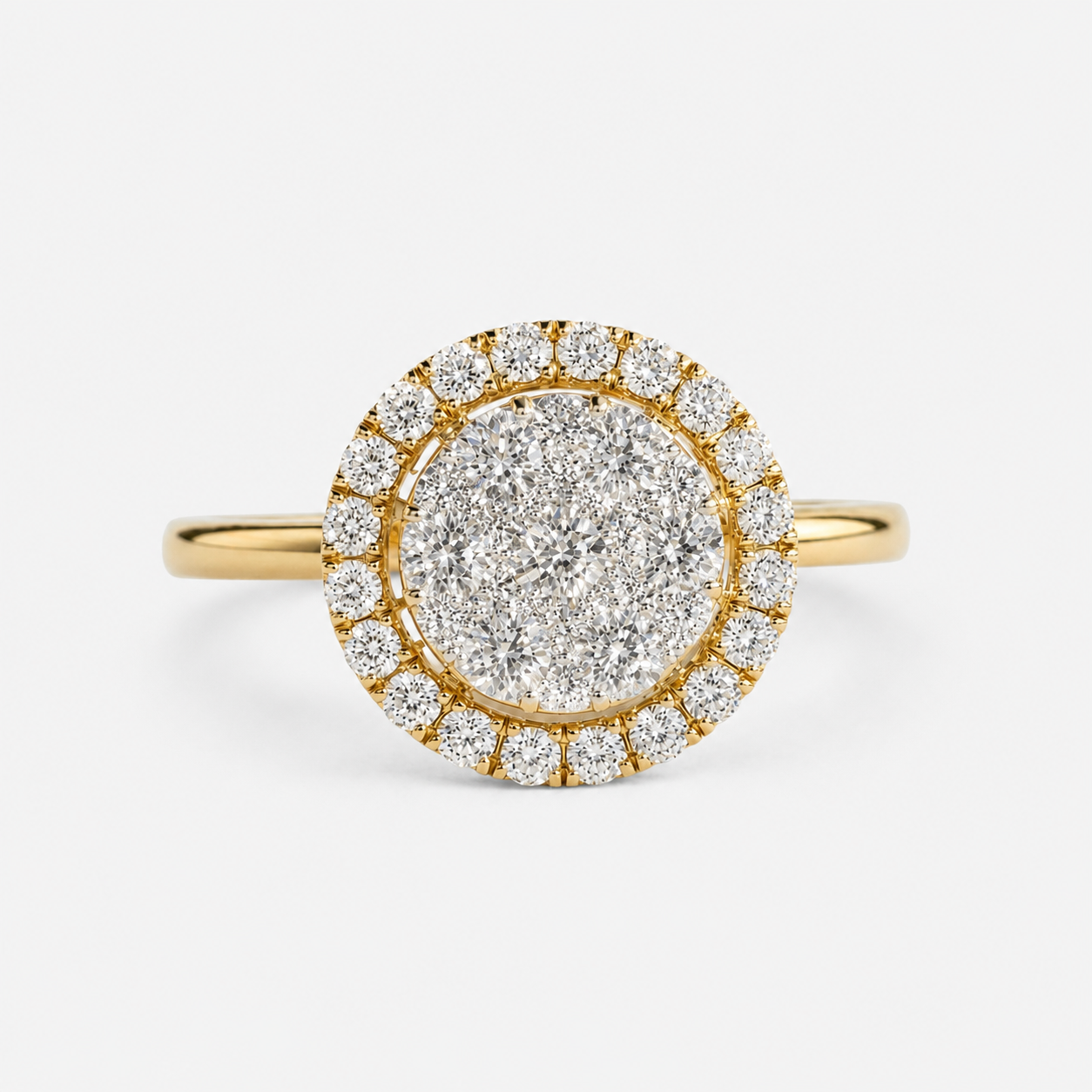 Cluster Halo Diamond Ring White Diamond
