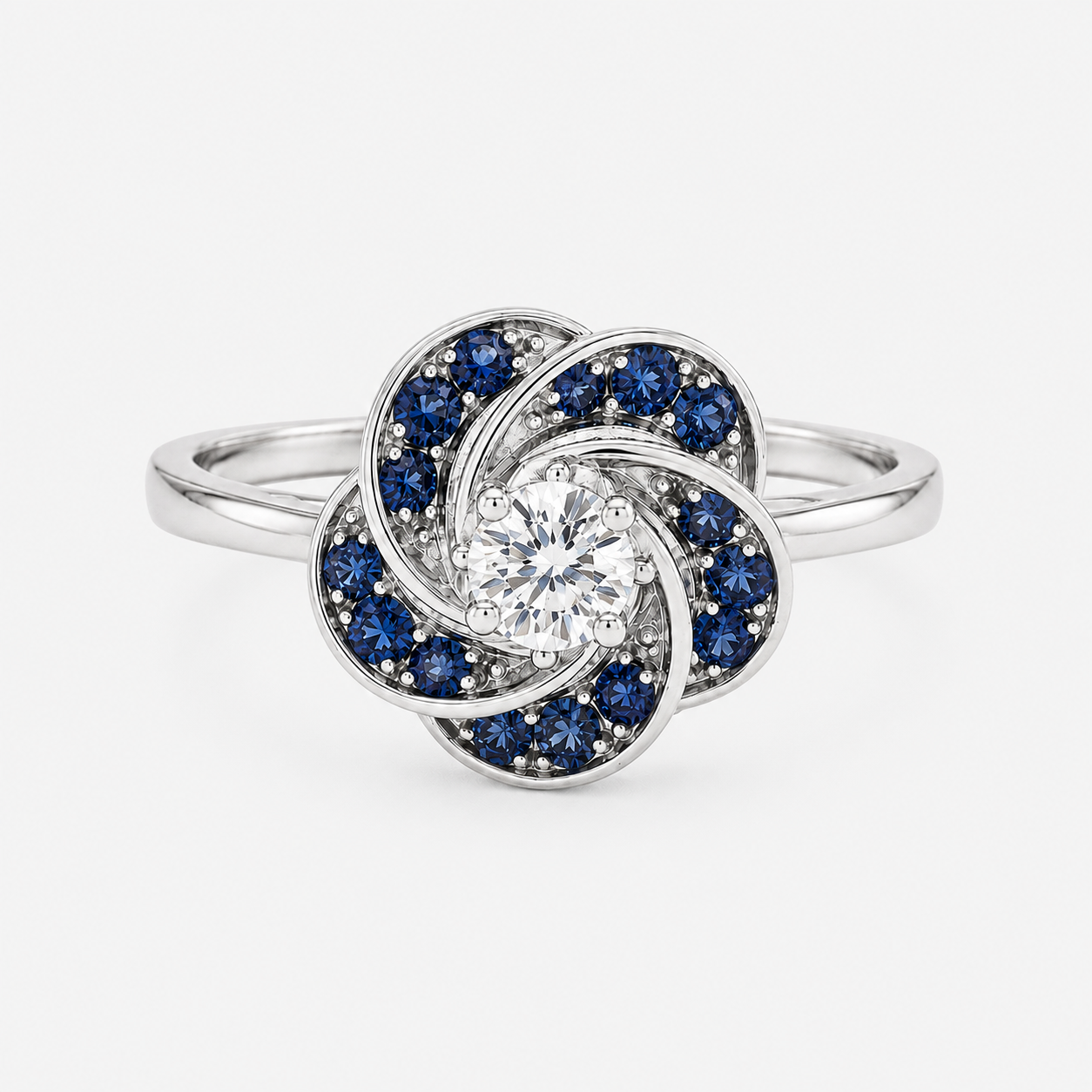 Diamond Blooming Sapphire Ring Blue Sapphire