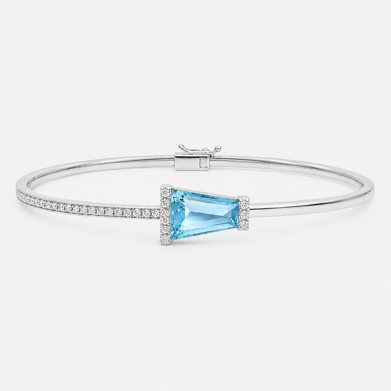 Tapered Baguette Blue Topaz & Diamond Bangle BLUE TOPAZ