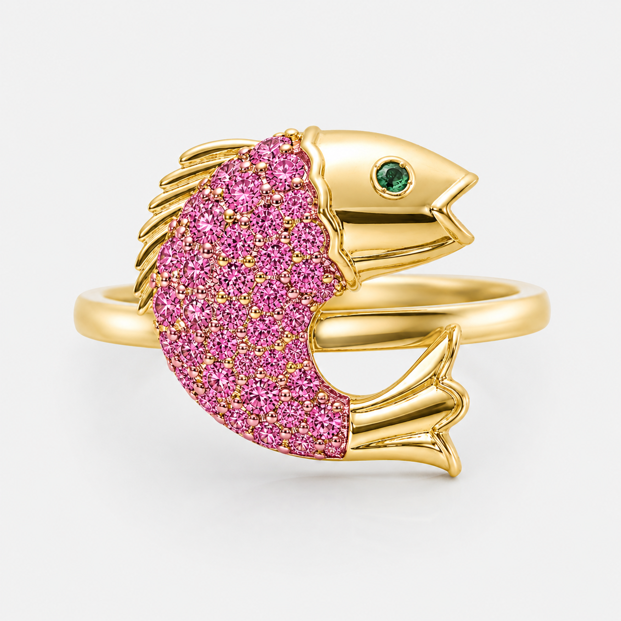 Pink Sapphire & Emerald Koi Ring