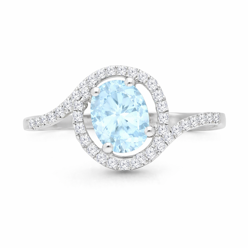 Blue Lagoon Aquamarine & Diamond Ring