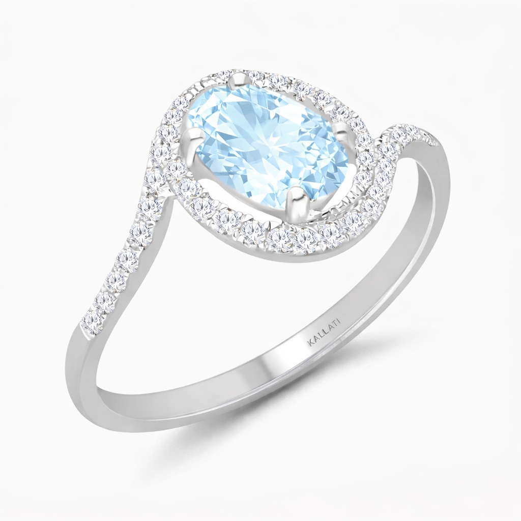 Blue Lagoon Aquamarine & Diamond Ring