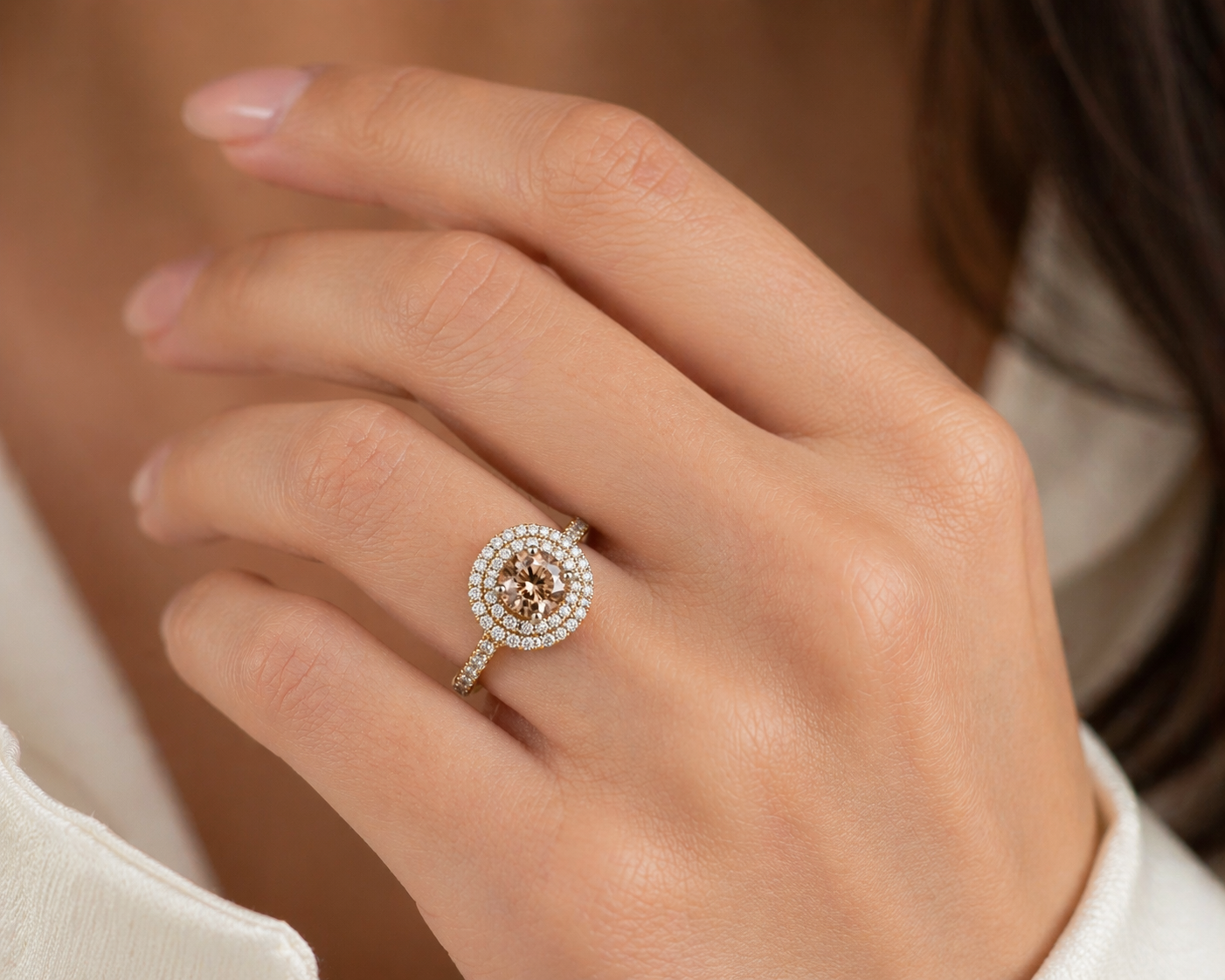 Regal Coco & White Diamond Halo Ring Coco Diamonds