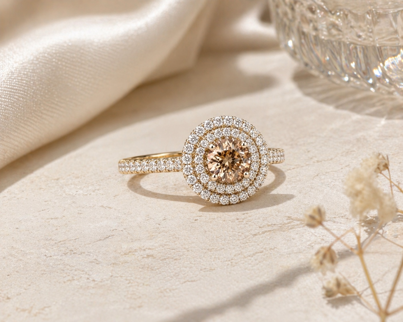 Regal Coco & White Diamond Halo Ring Coco Diamonds