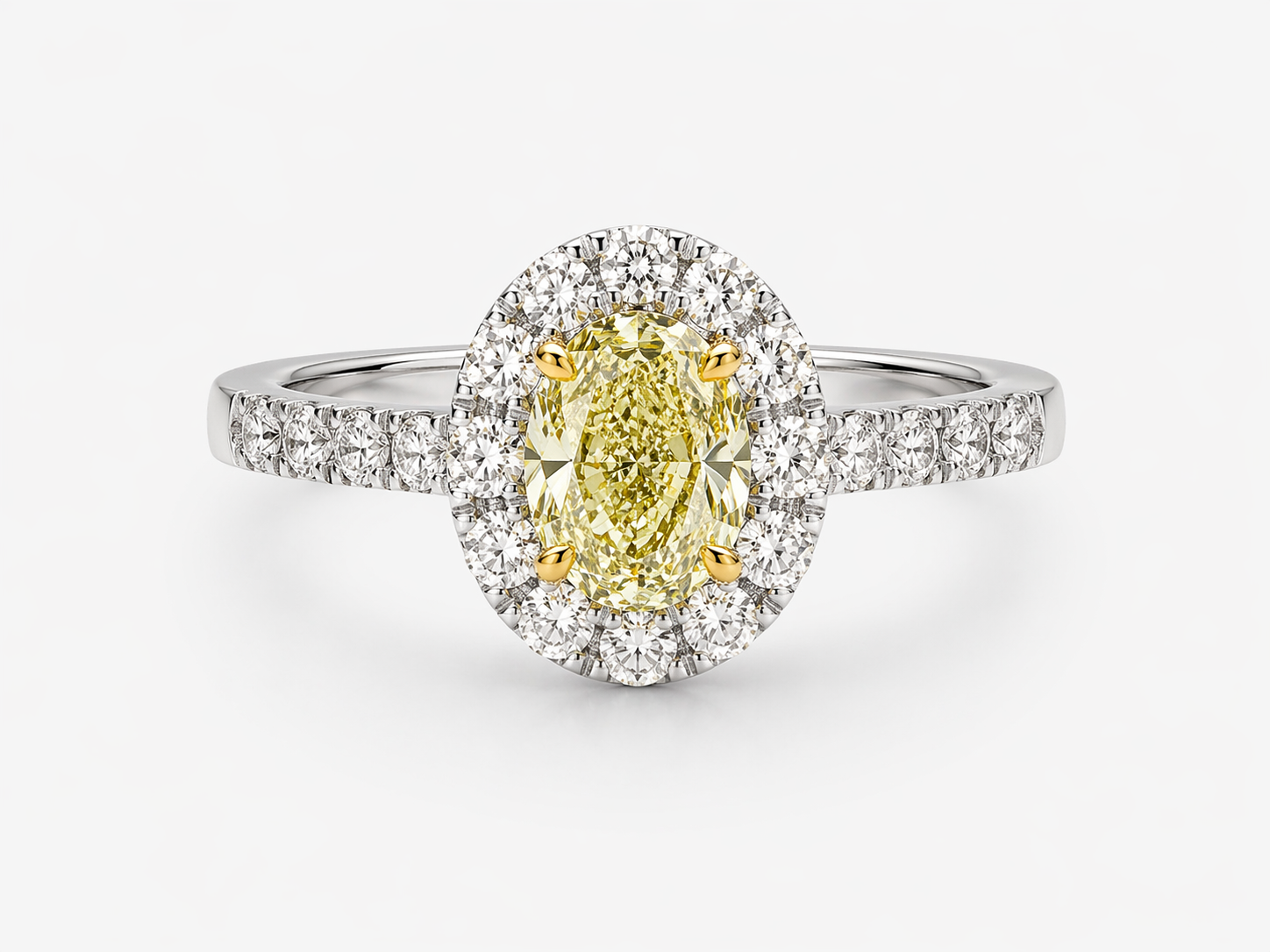 GIA Oval Yellow & White Diamond Ring Yellow Diamond