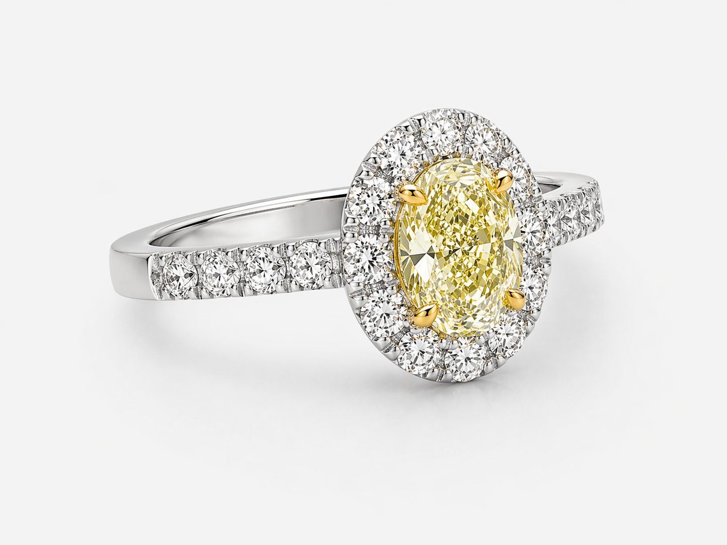 GIA Oval Yellow & White Diamond Ring Yellow Diamond