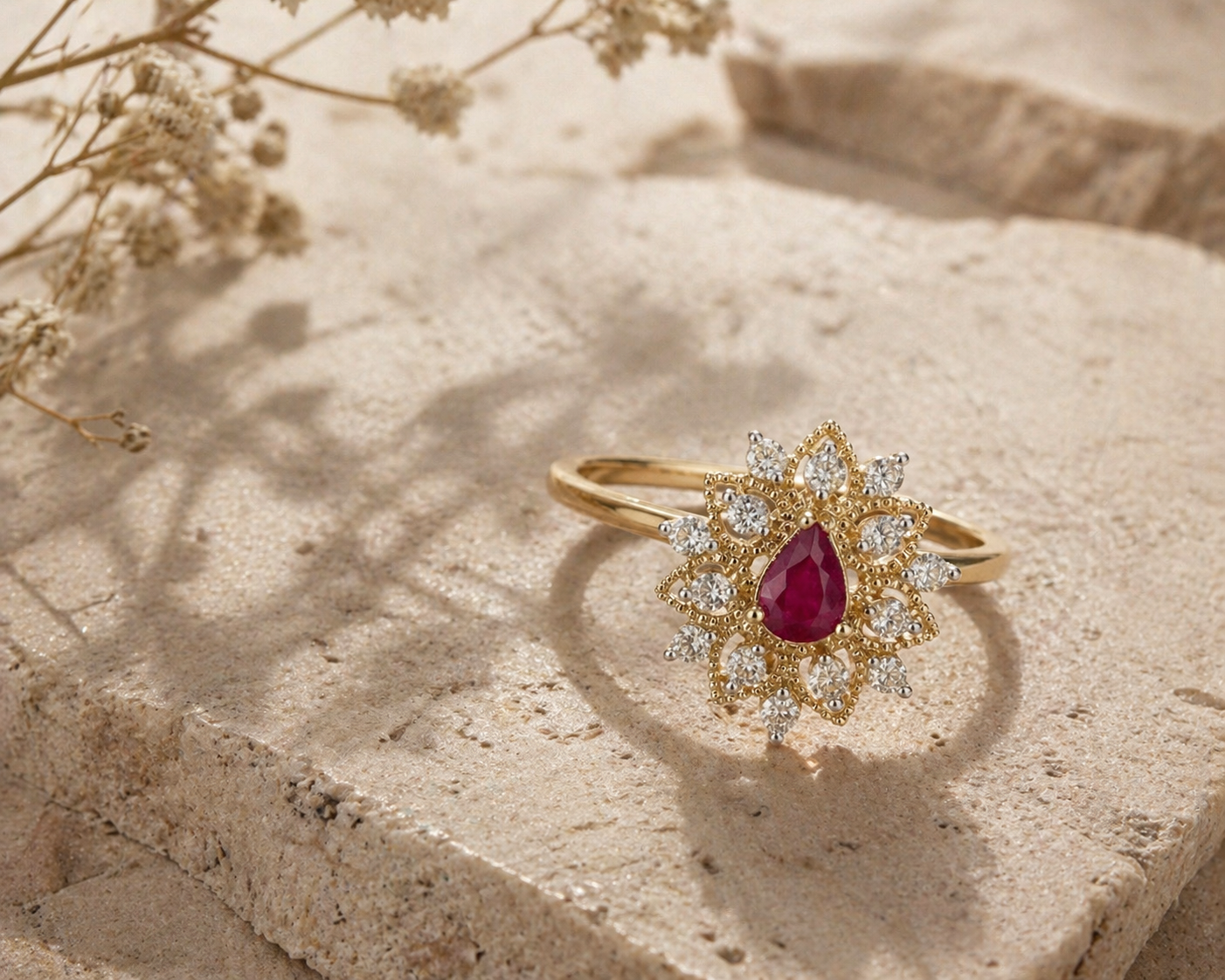Ruby Lotus Ring Ruby