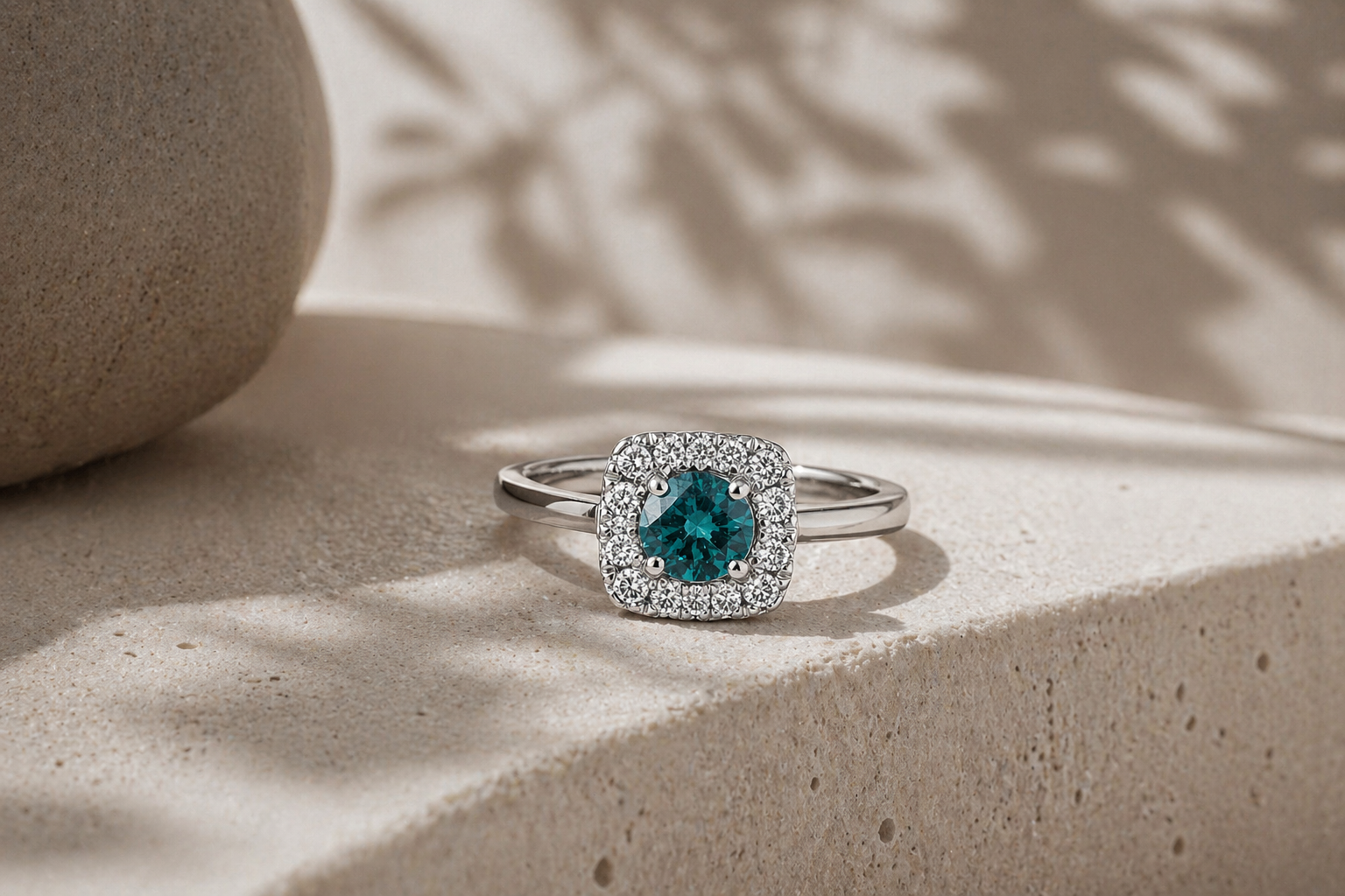 Cushioned Blue Diamond Ring blue diamond