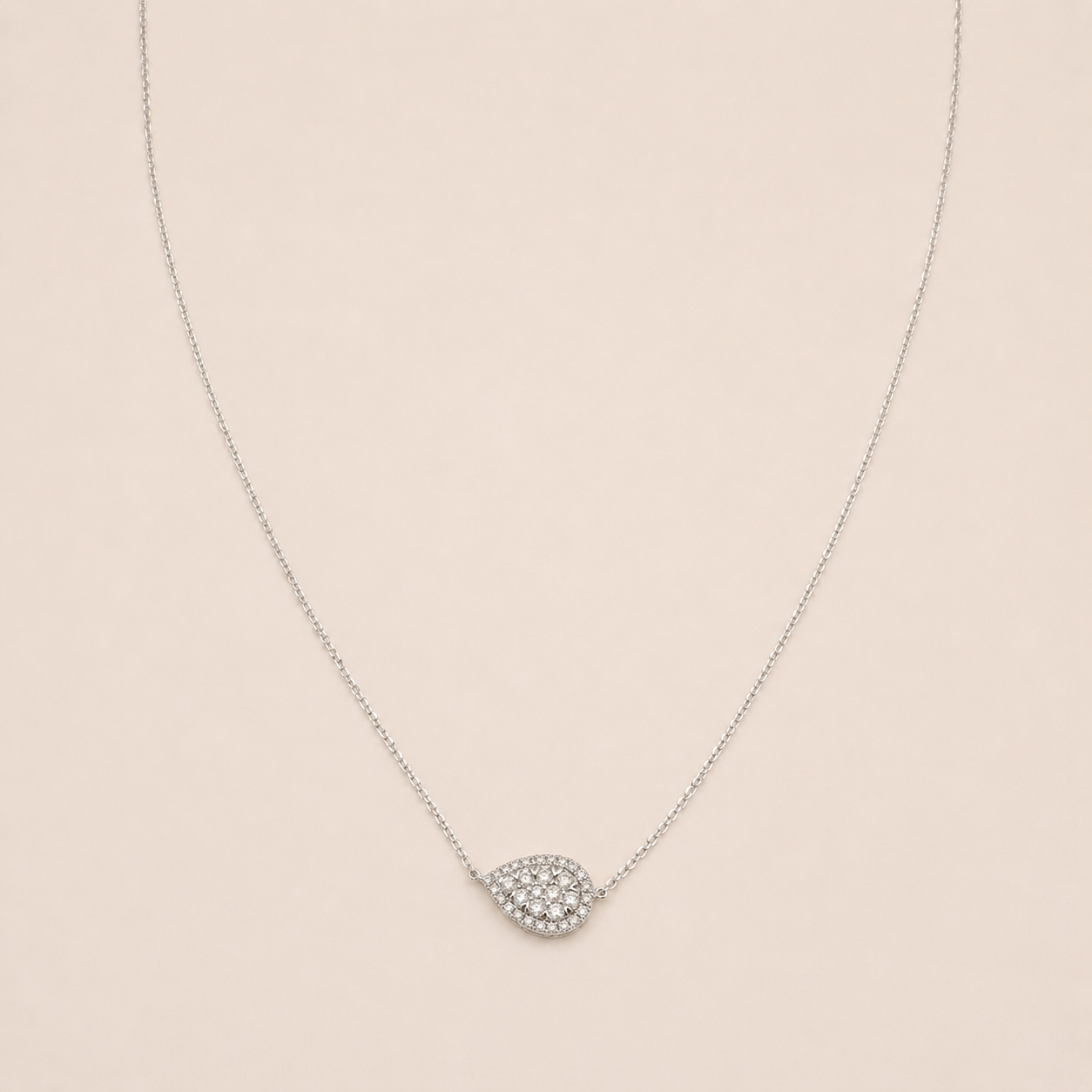 East West Pave Pear Necklace White Diamond