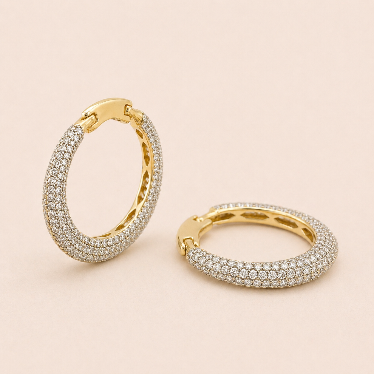 Inside Out Diamond Eternity Hoops White Diamond