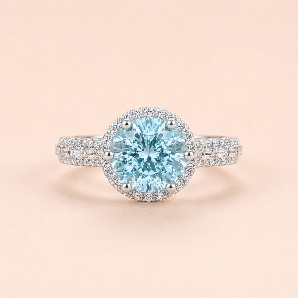 Crystal Blue Aquamarine & Diamond Ring Aquamarine