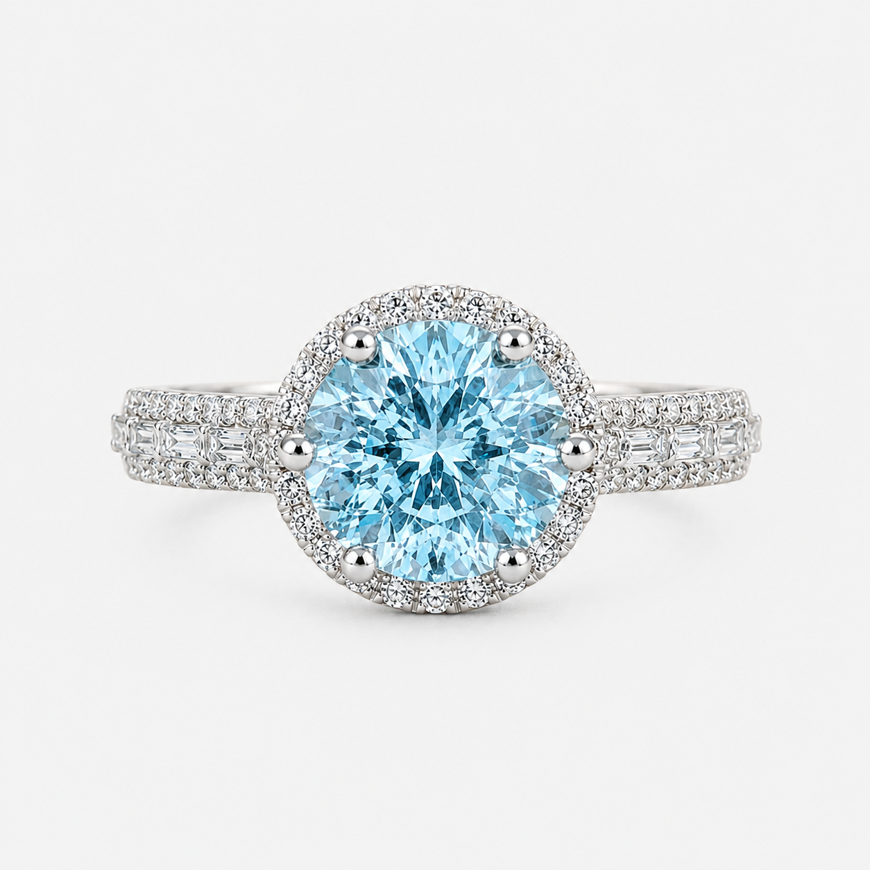 Crystal Blue Aquamarine & Diamond Ring Aquamarine