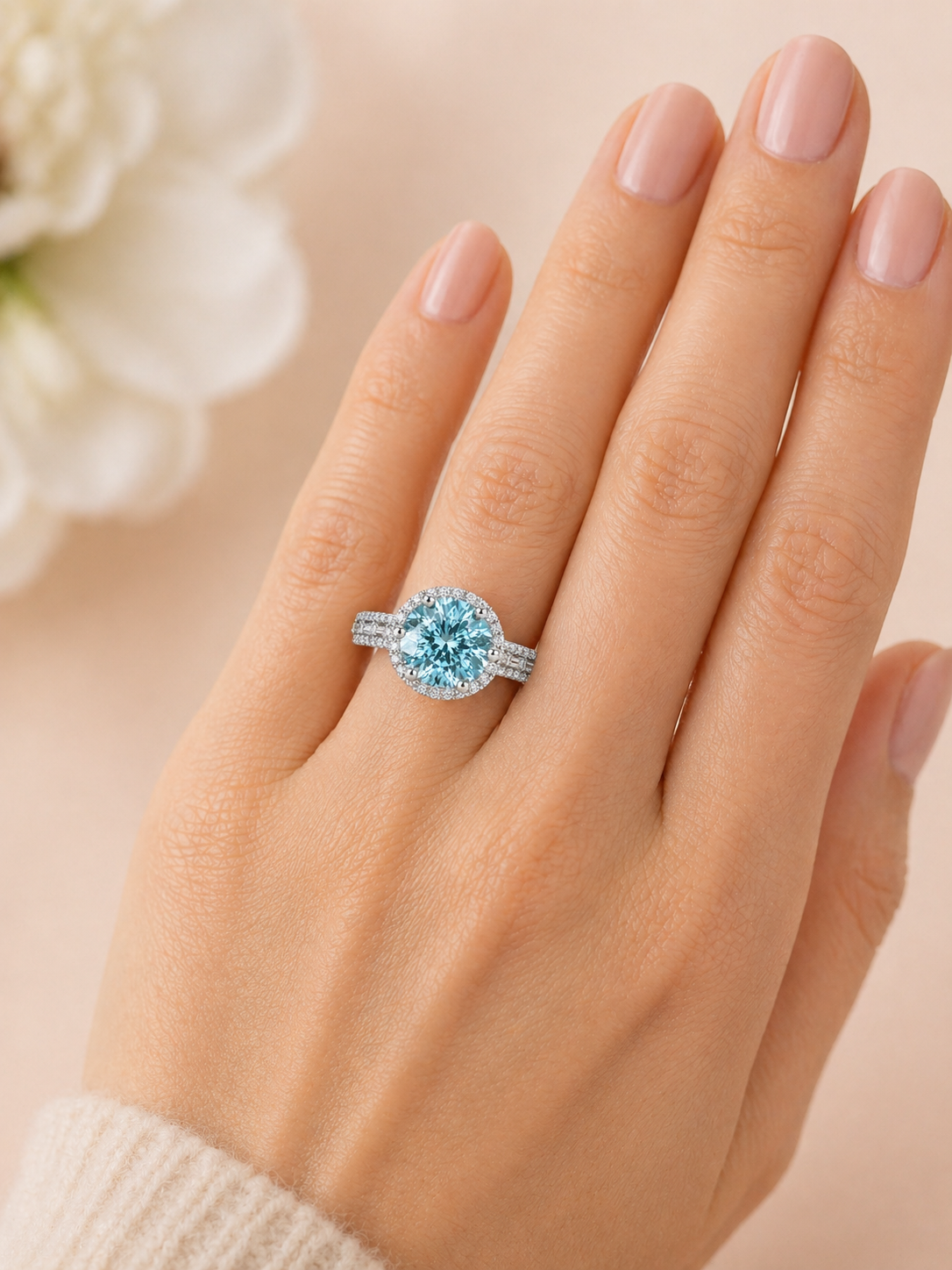 Crystal Blue Aquamarine & Diamond Ring Aquamarine