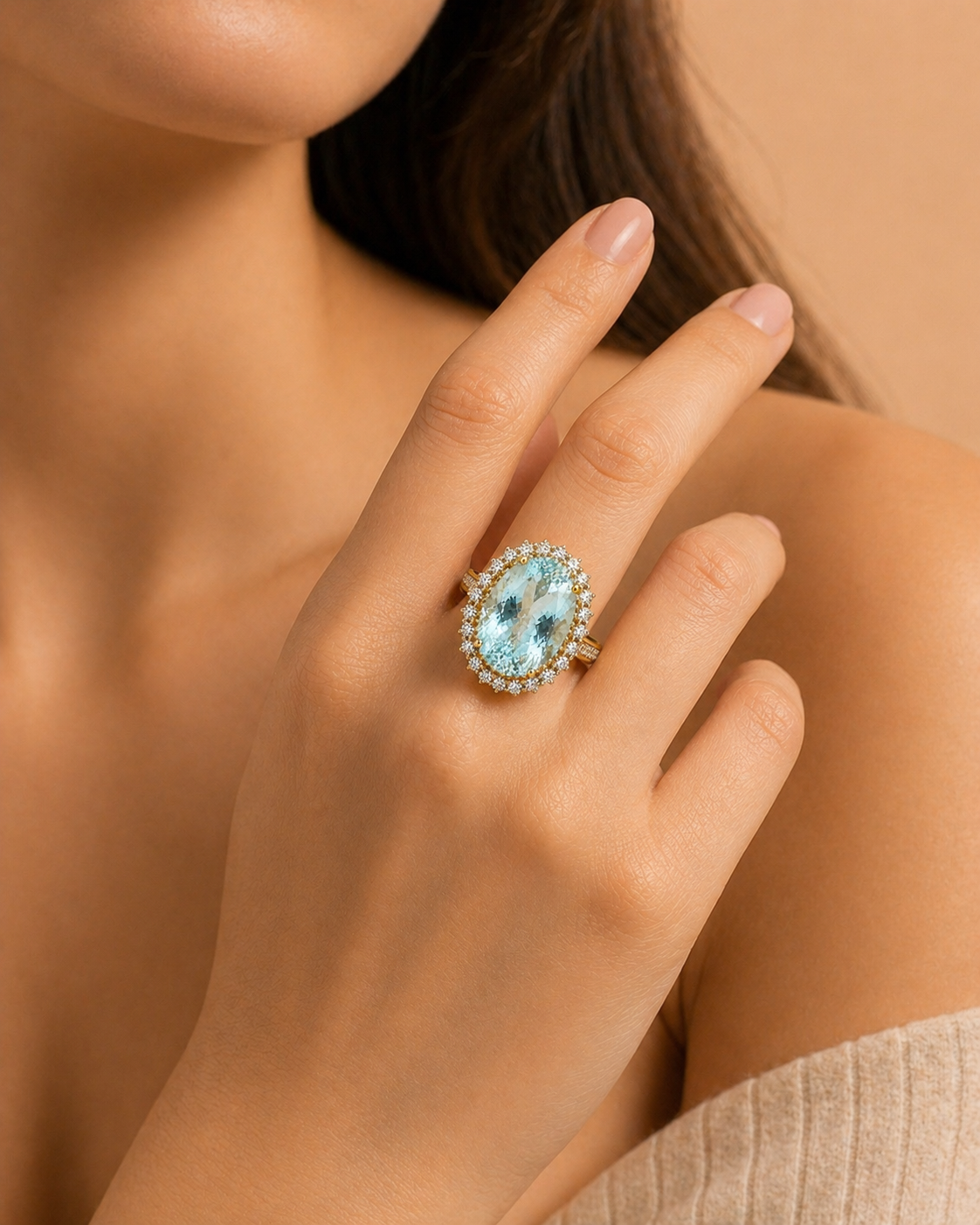 Magnolia Aquamarine & Diamond Ring Aquamarine