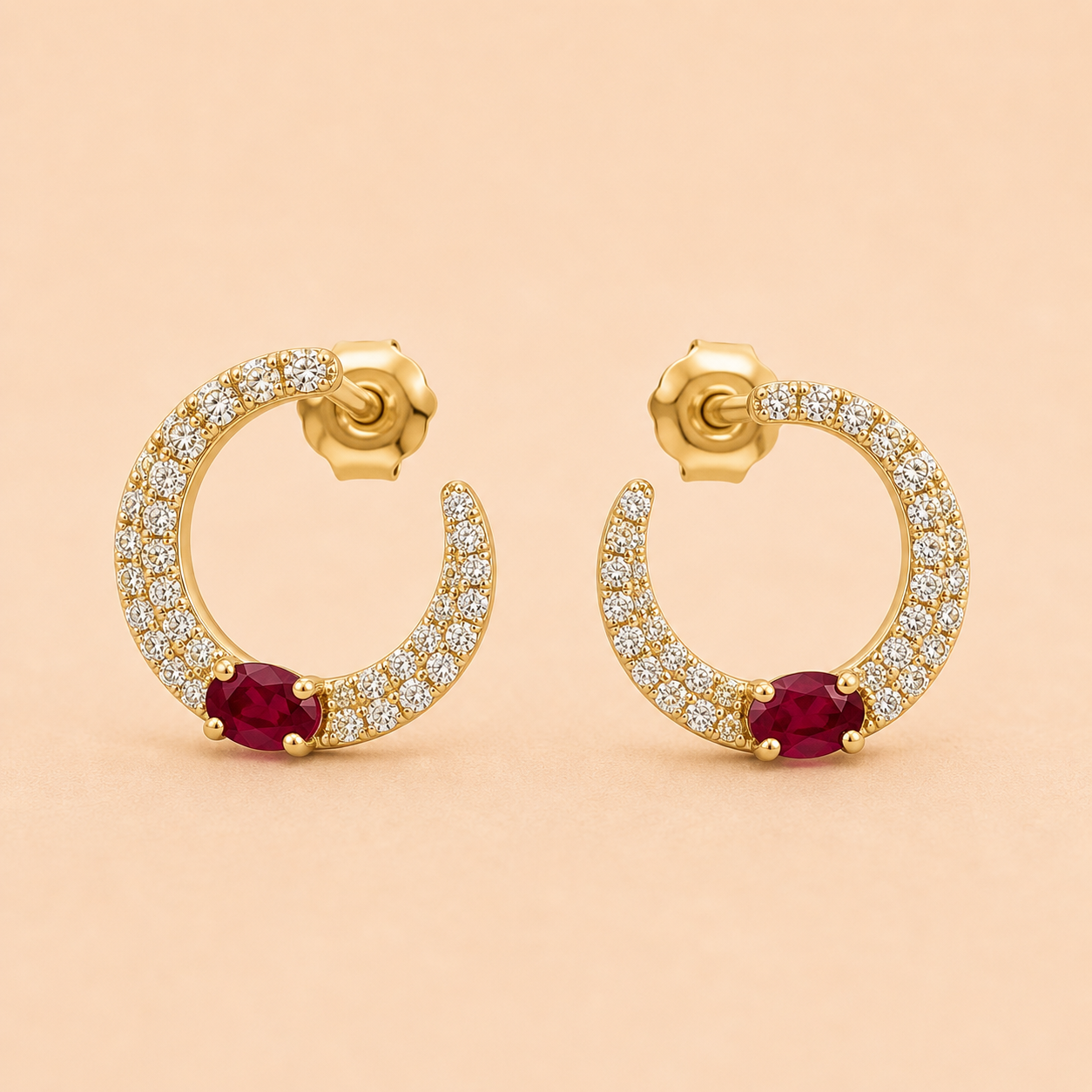 Crimson Halo Studs Ruby