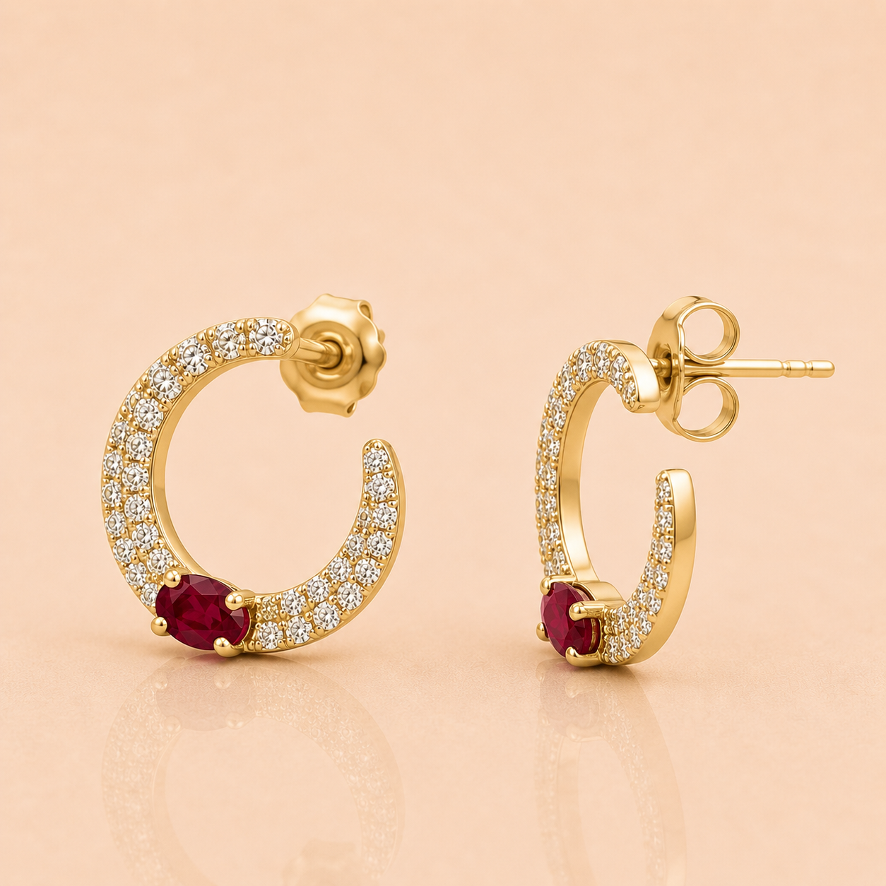 Crimson Halo Studs Ruby