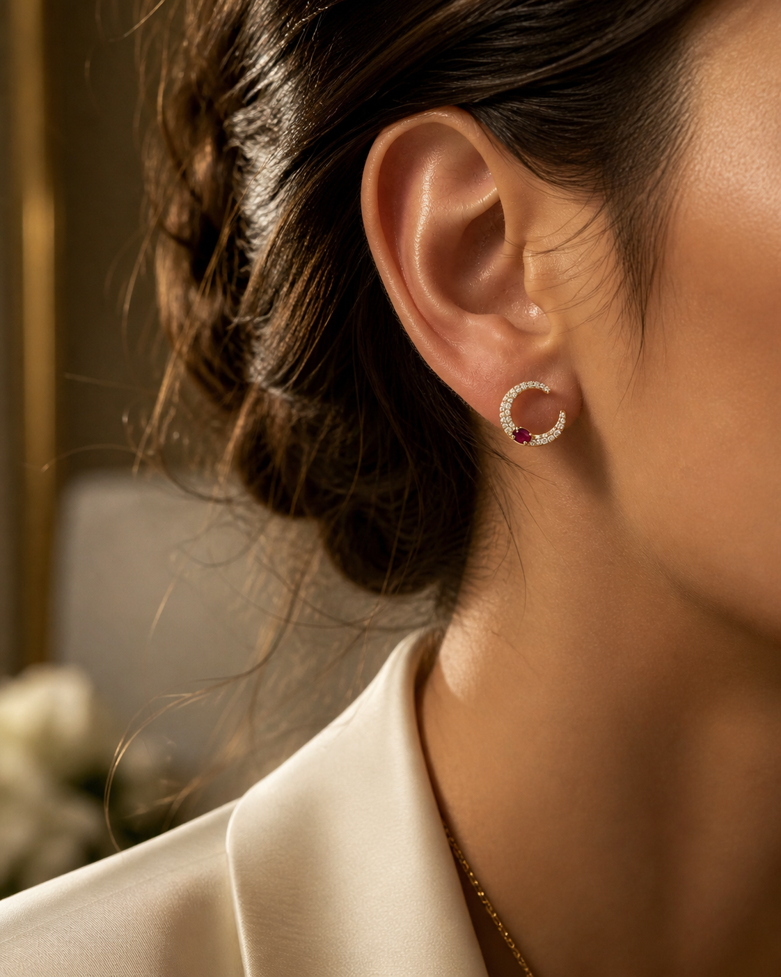 Crimson Halo Studs Ruby