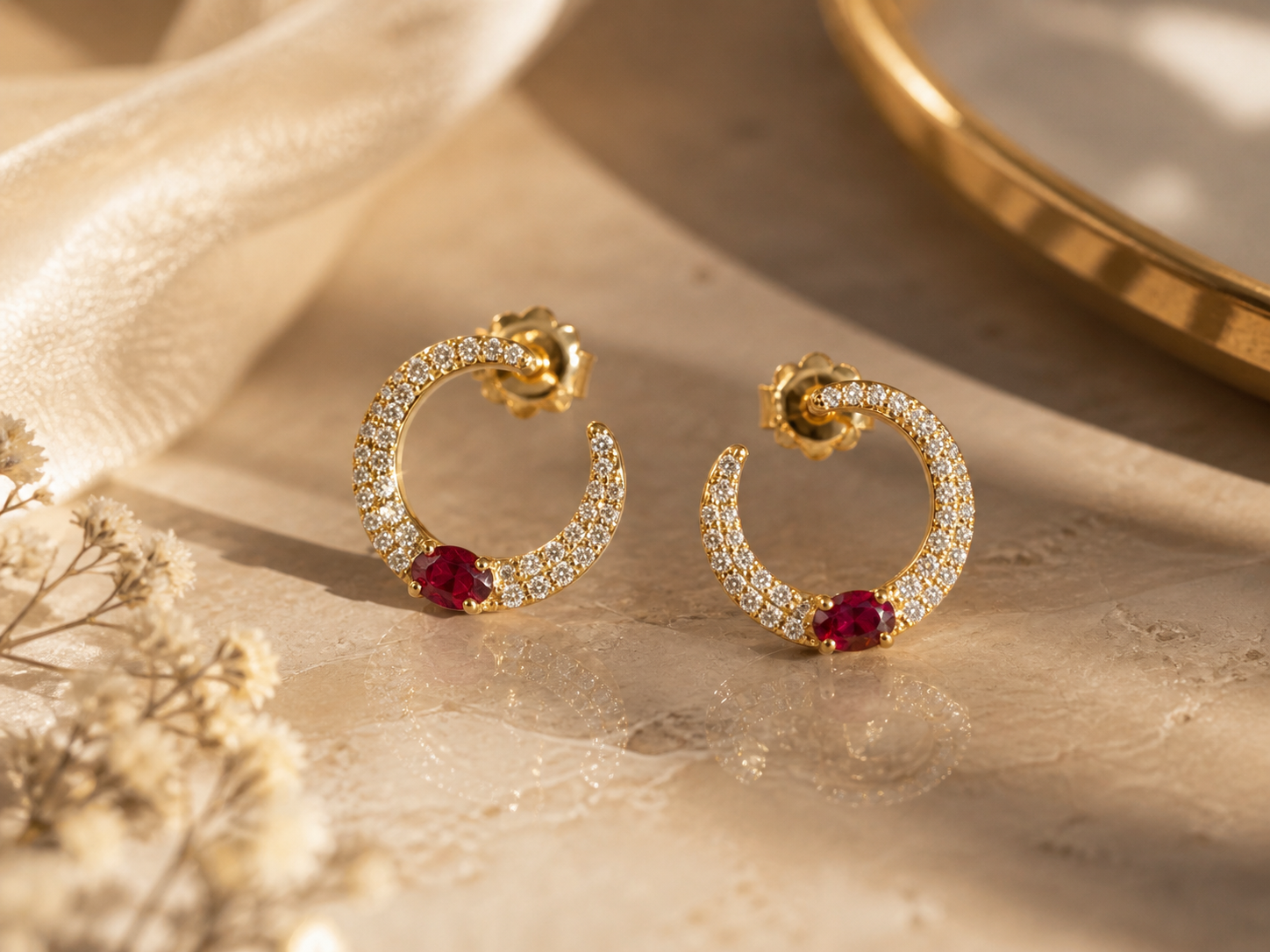 Crimson Halo Studs Ruby