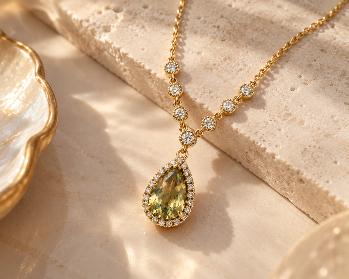 Dripping in Diamonds Pear Csarite Necklace