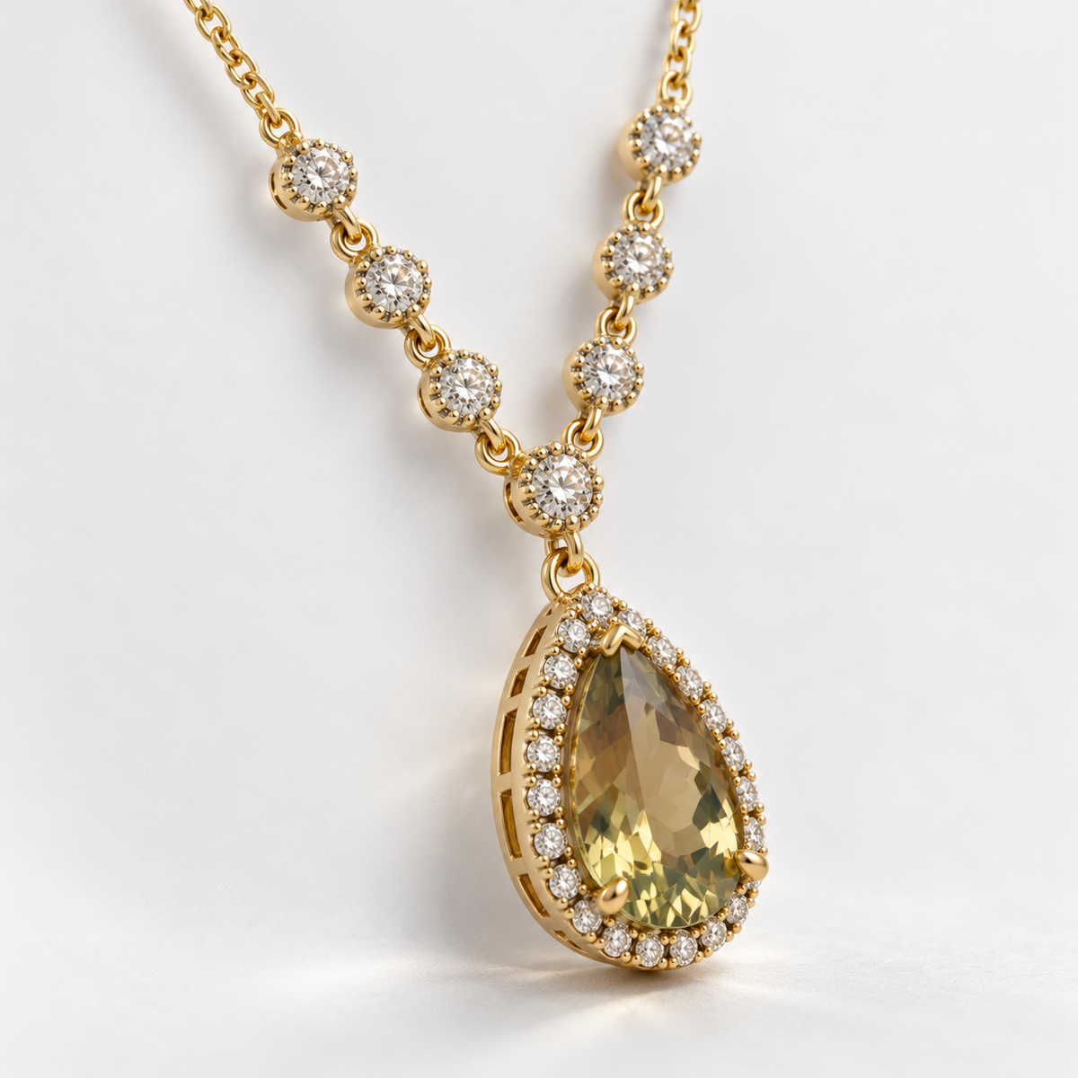 Dripping in Diamonds Pear Csarite Necklace