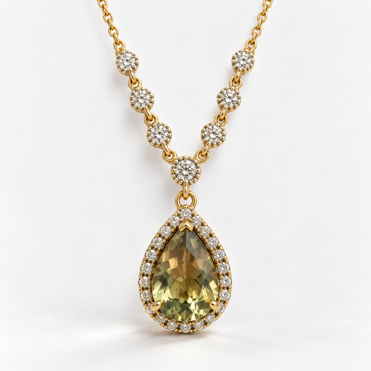 Dripping in Diamonds Pear Csarite Necklace