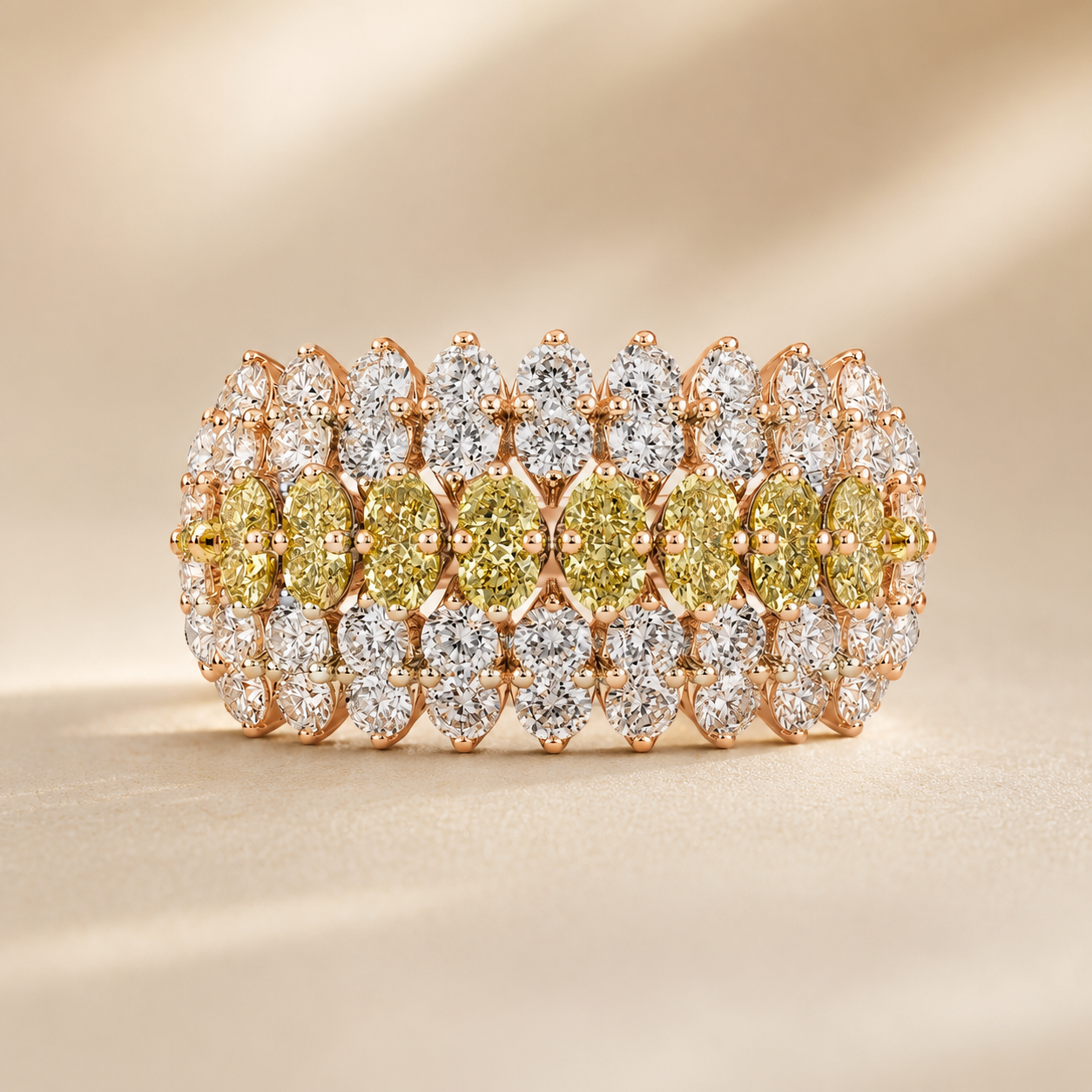 Golden Feather Diamond Ring Yellow Diamond