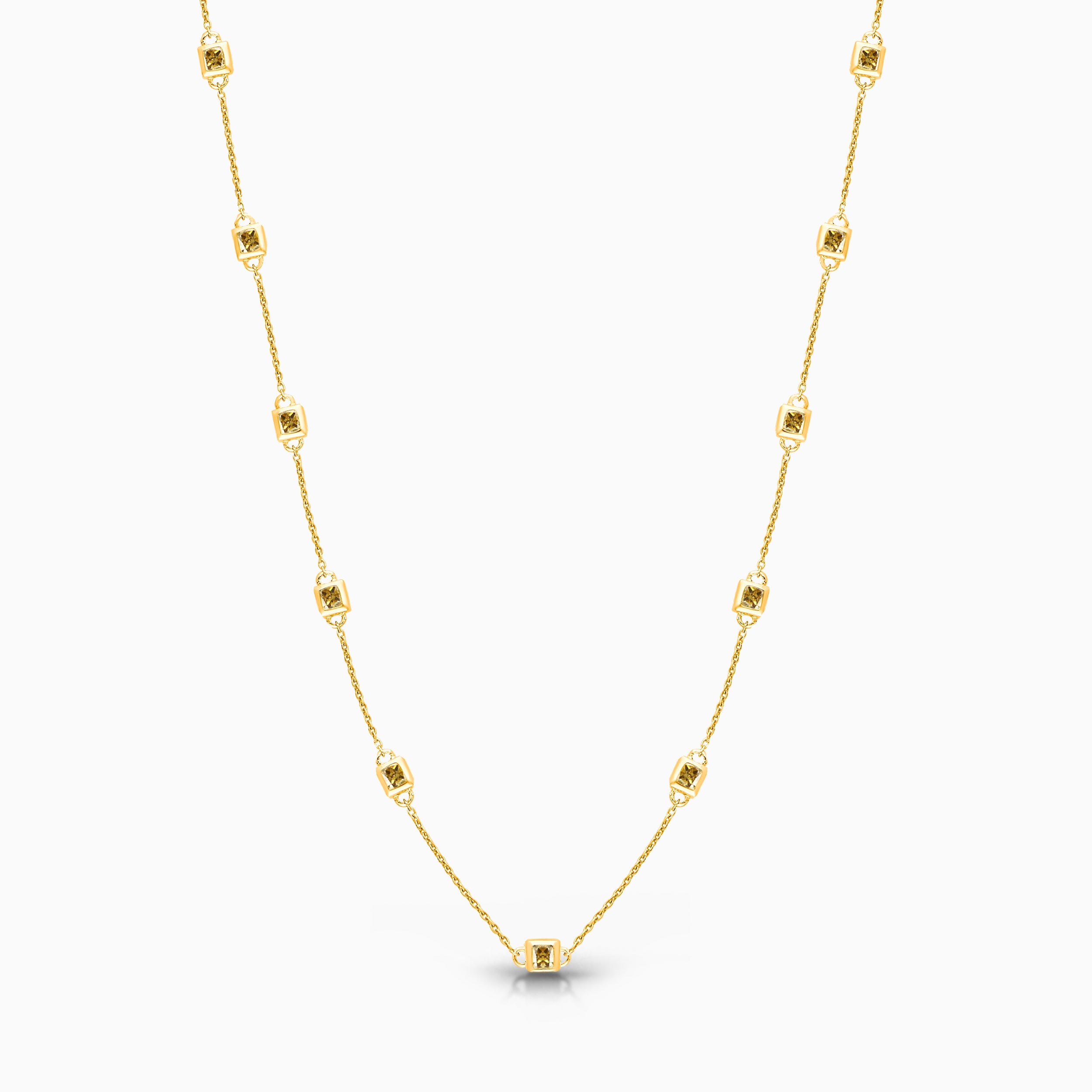 Princess Yellow Diamond Station Necklace Yellow Diamond