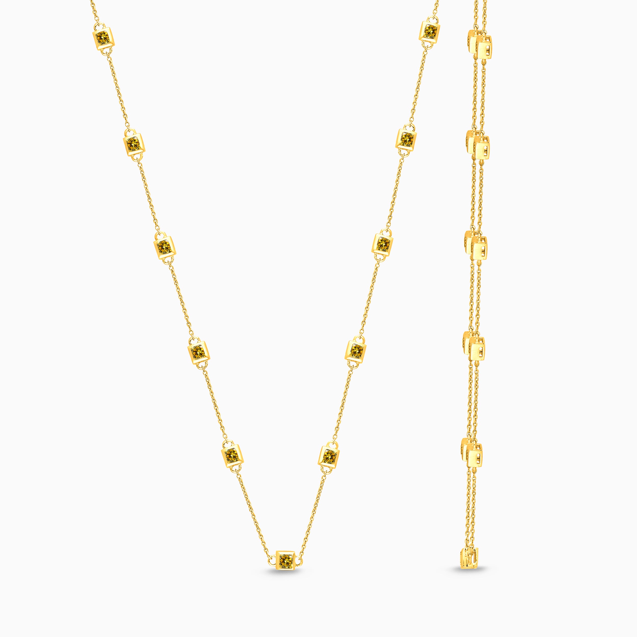 Princess Yellow Diamond Station Necklace