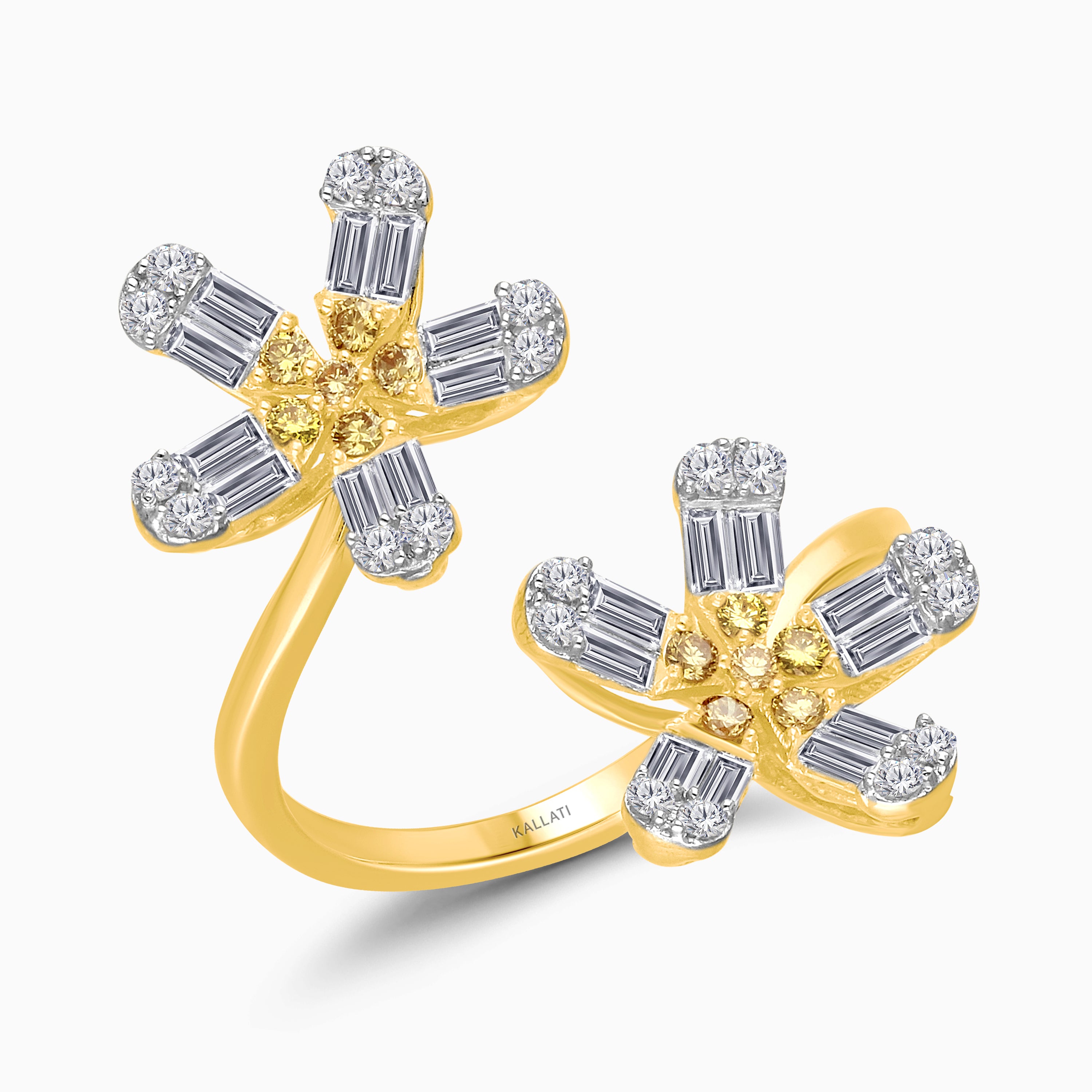 Diamond Daisy Open Flower Ring