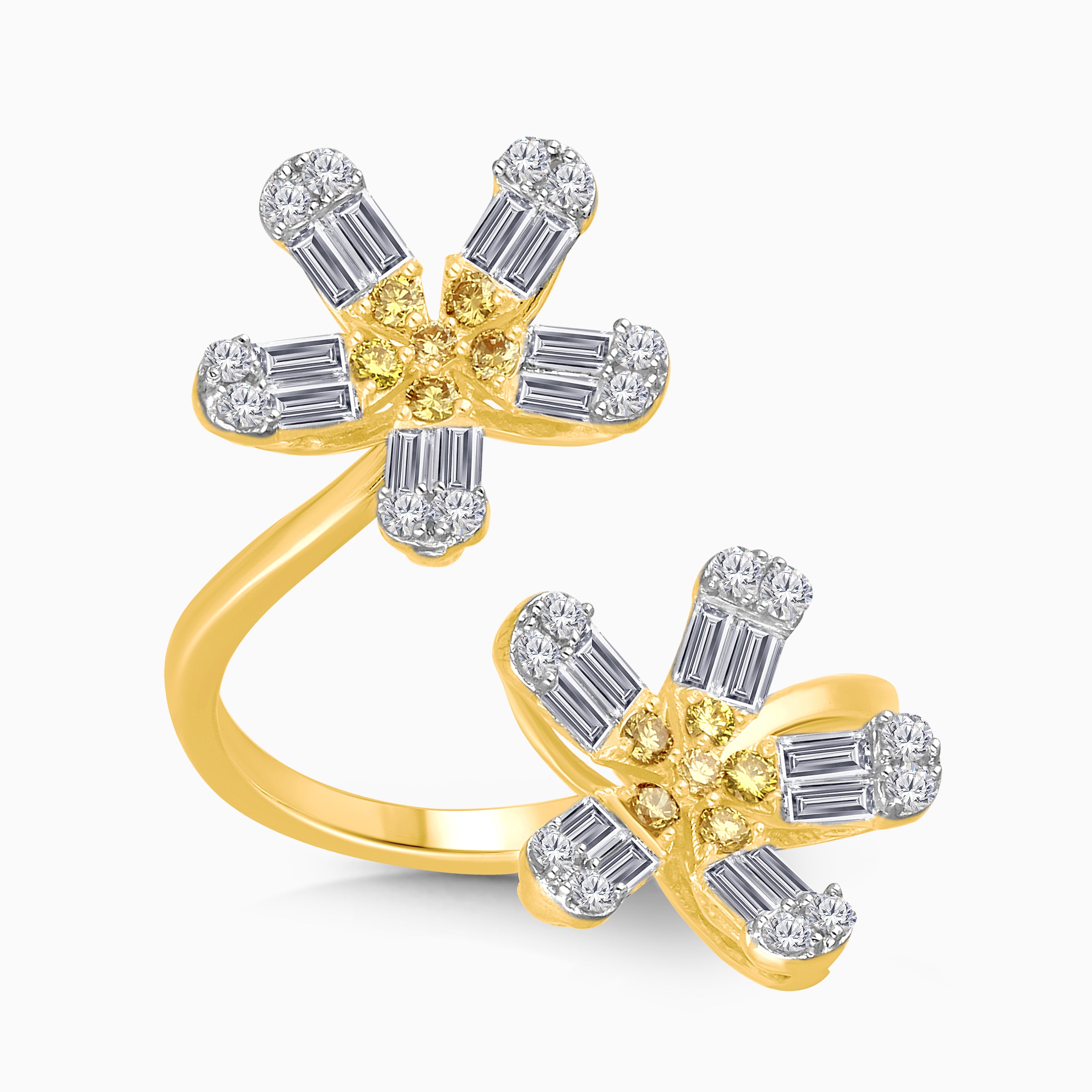 Diamond Daisy Open Flower Ring