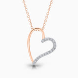 Half Diamond Rose Gold Heart Pendant