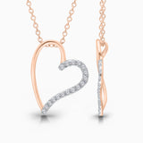 Half Diamond Rose Gold Heart Pendant