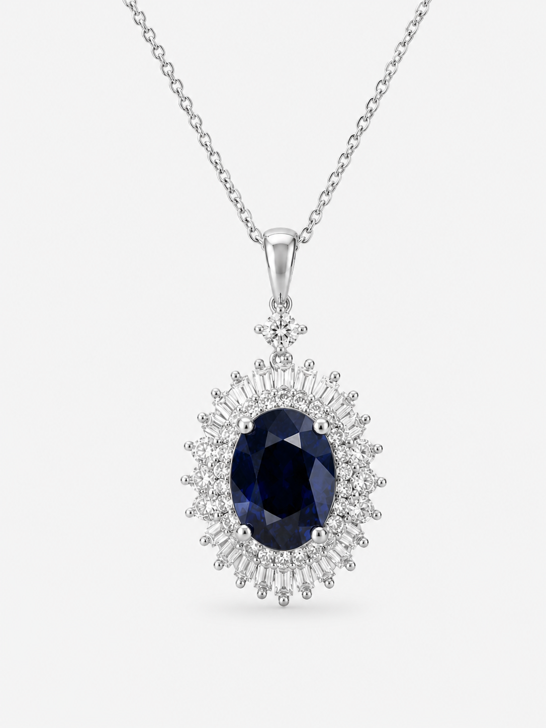 Magic Mirror Blue Sapphire & Diamond Necklace Blue Sapphire