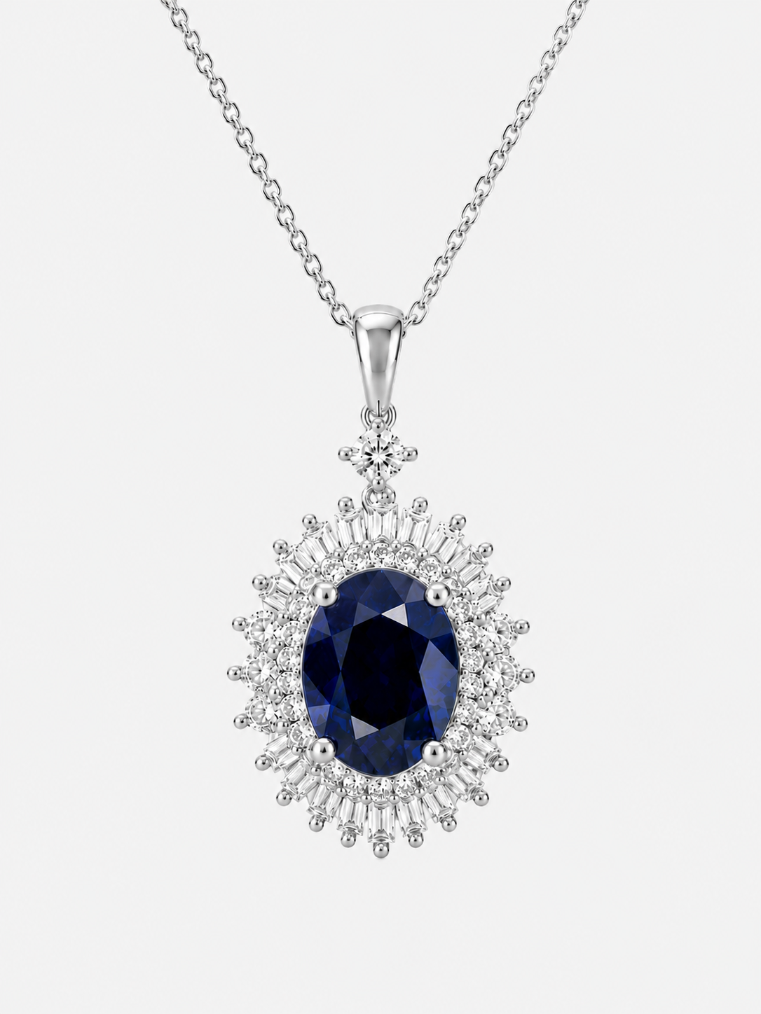Magic Mirror Blue Sapphire & Diamond Necklace Blue Sapphire