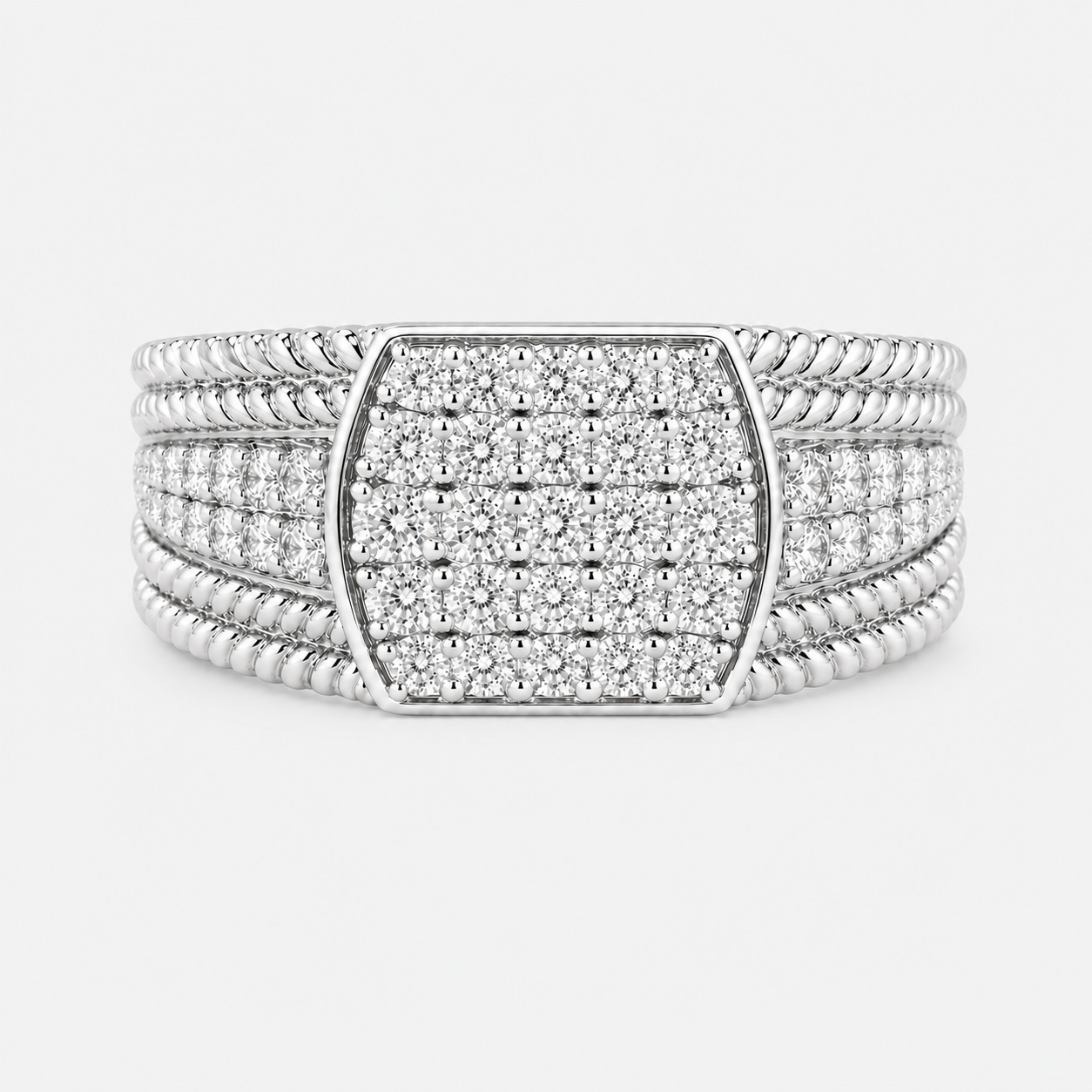 Men's Bold Pave Diamond Signet Ring White Diamond