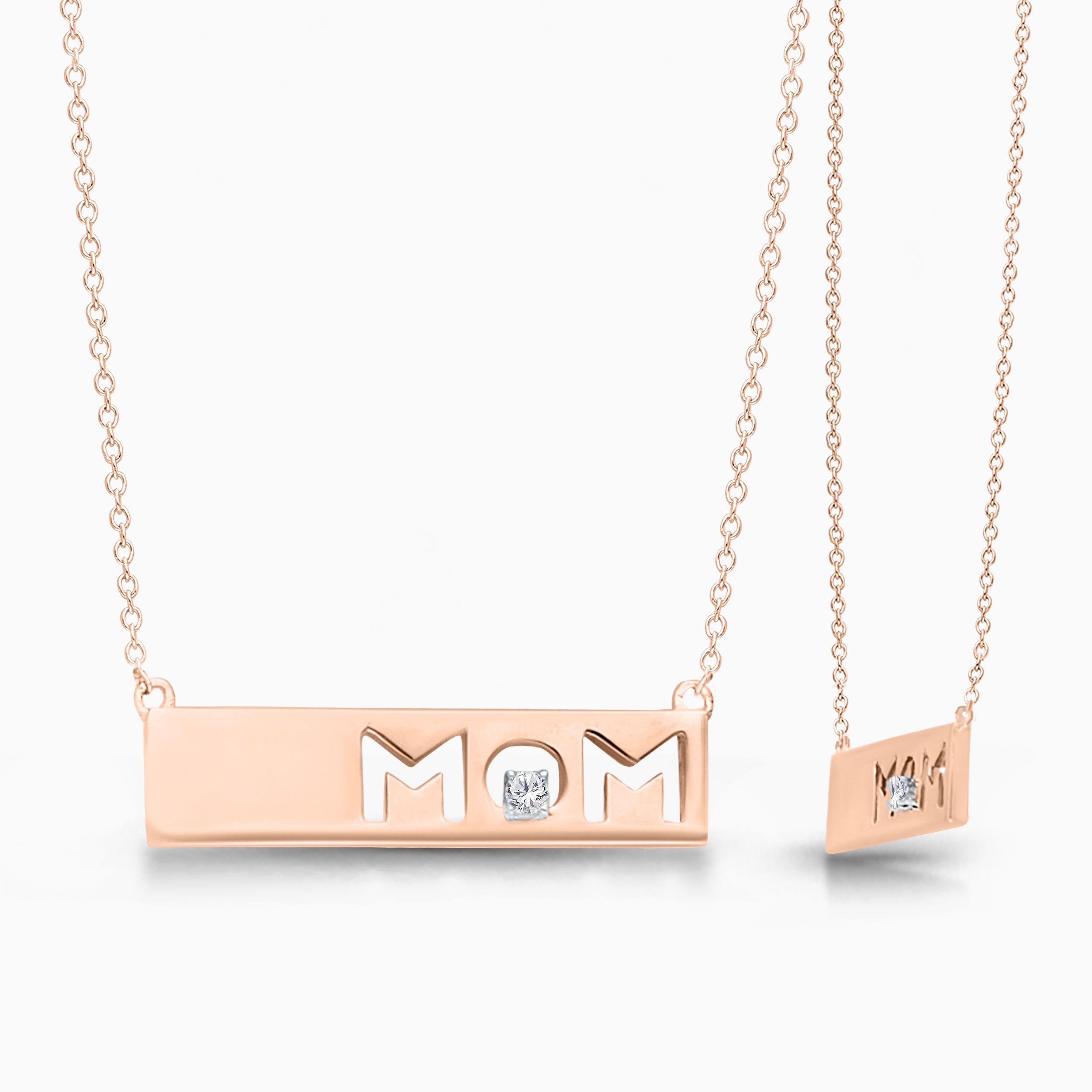 Rose Gold MOM diamond Pendant