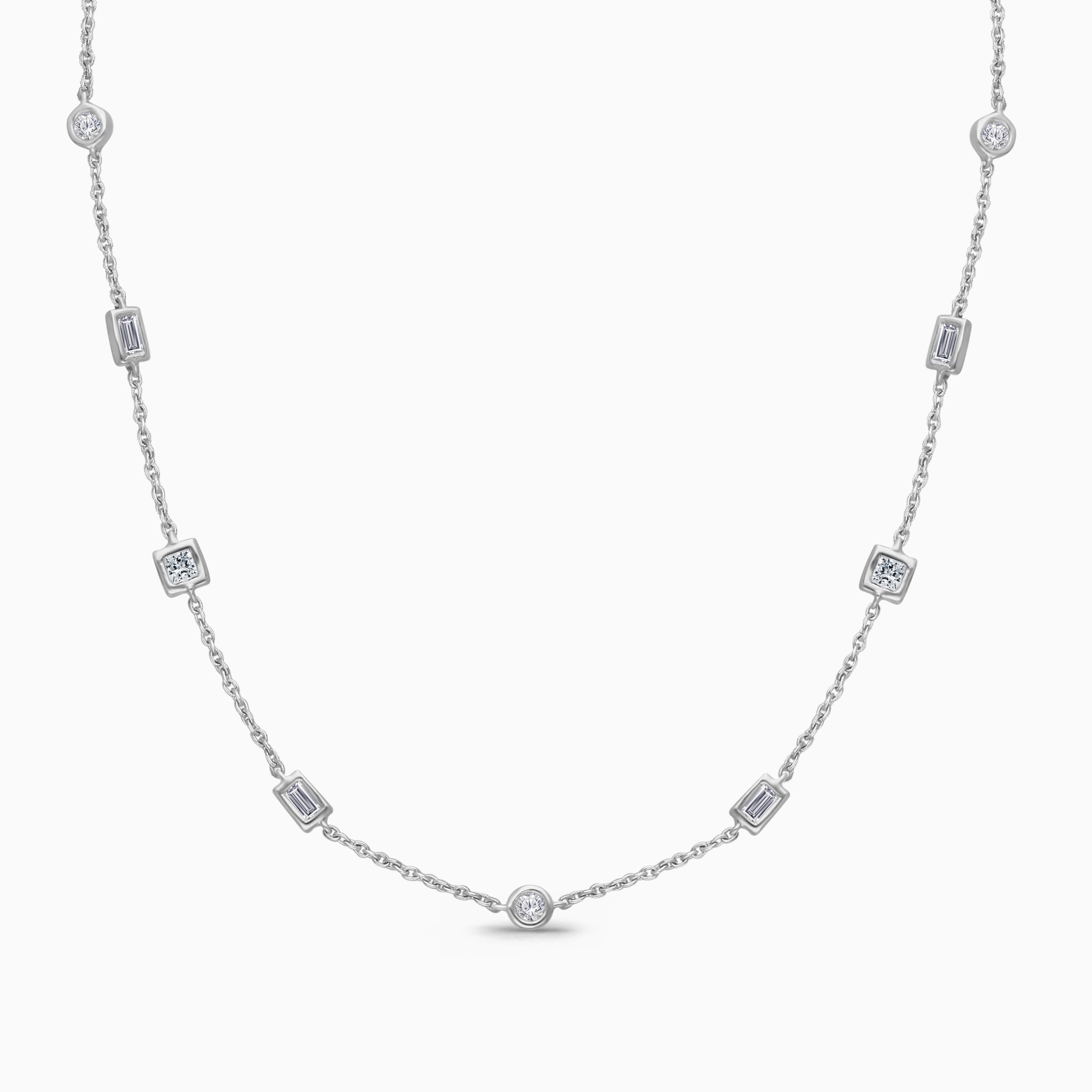 Multi Shape Diamond Station Necklace