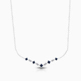 Blue Sapphire and White Diamond Tiara Necklace