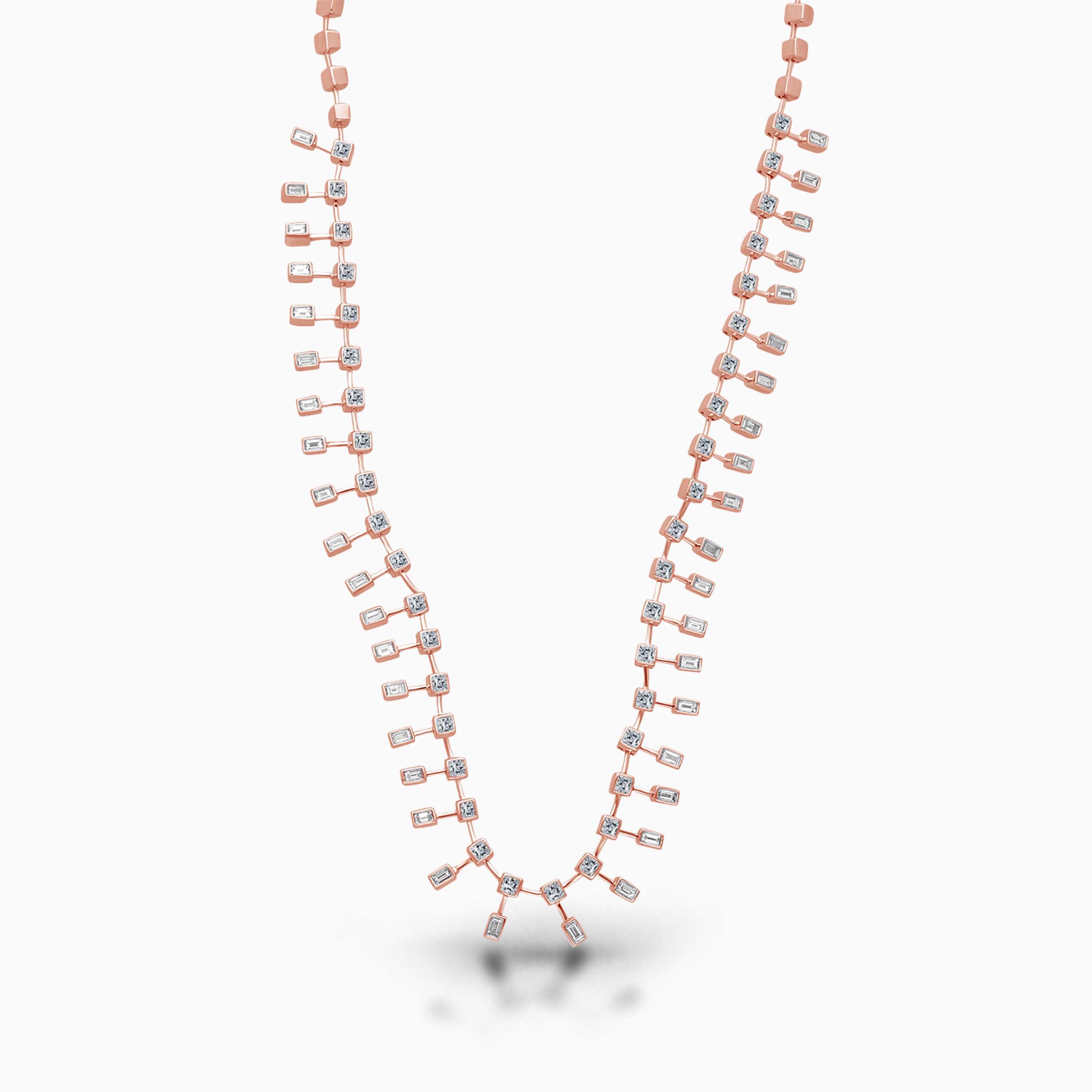 Baguette Dangle Diamond Tennis Necklace