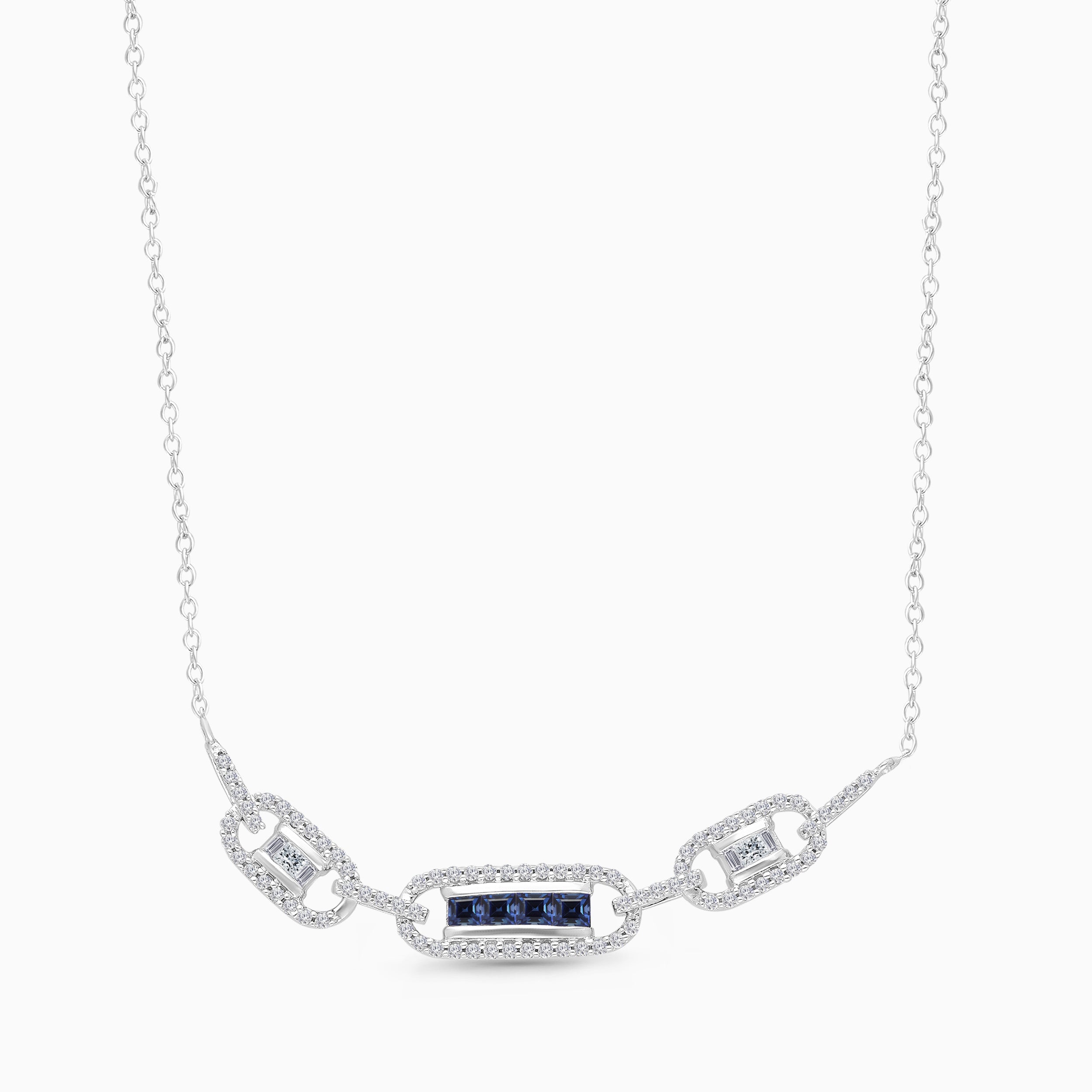 Sapphire and Diamond Link Necklace